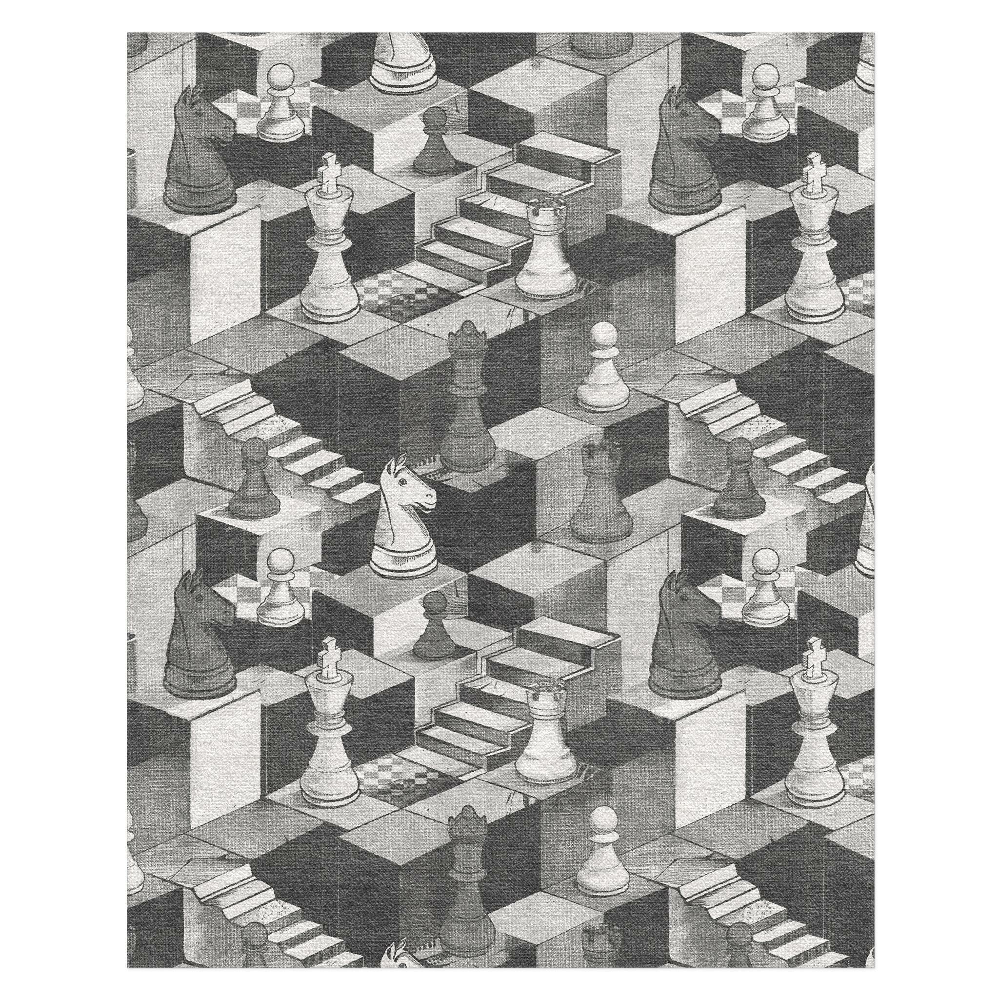 Harmon Surreal Chess Black & Grey in 8' x 10' Size