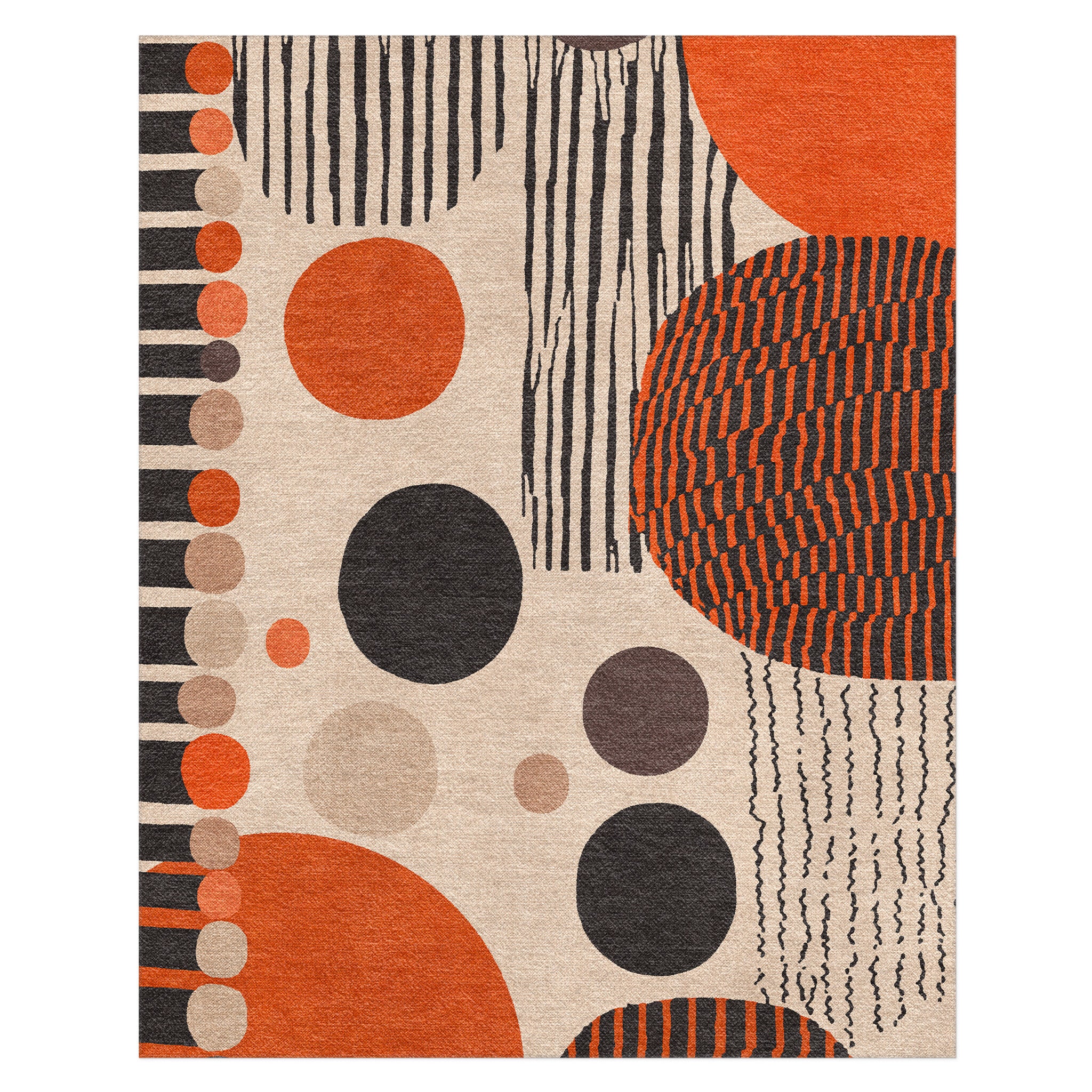 Charl Orange & Taupe in 8' x 10' Size