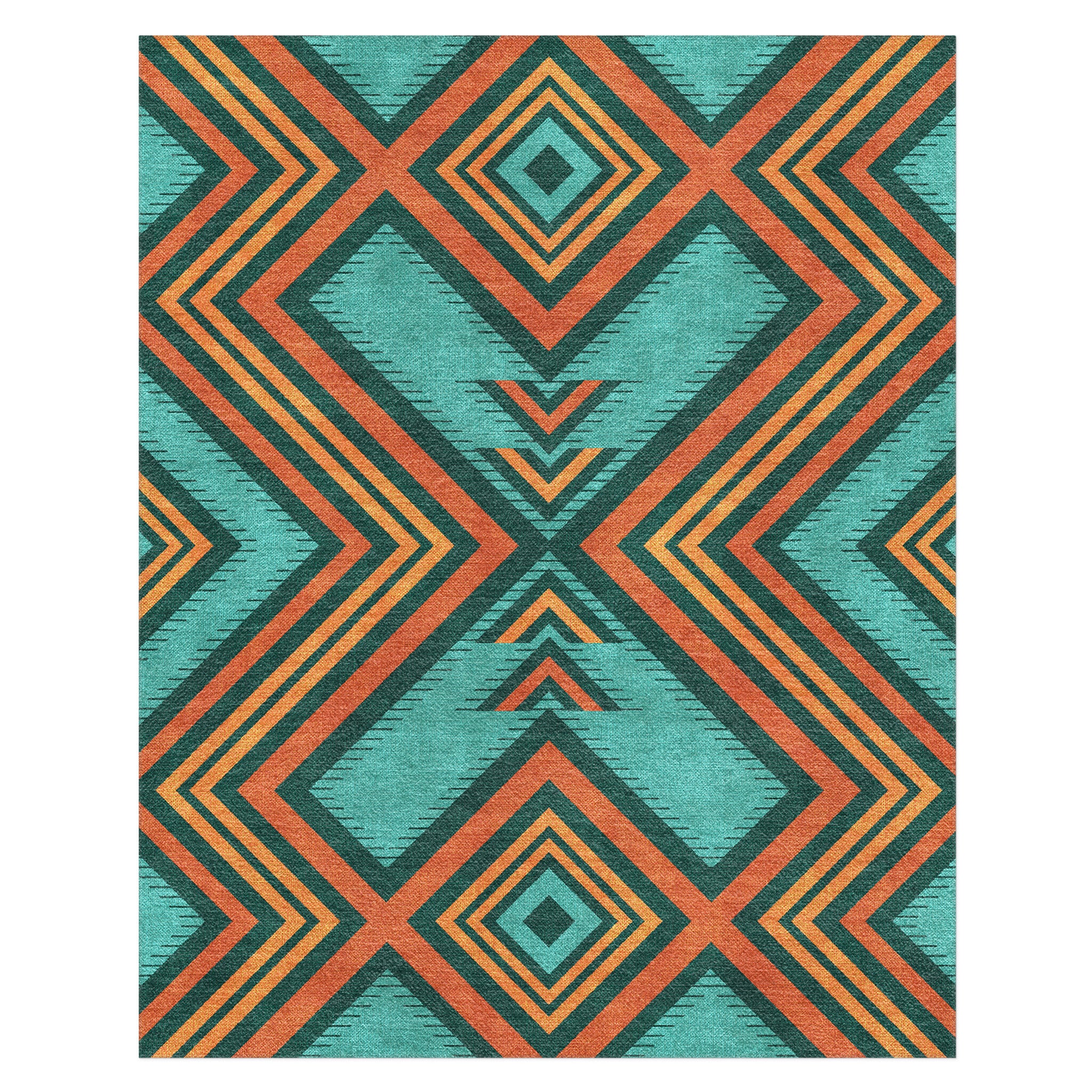 Pancho Turquoise & Vermillion in 10x8ft Size