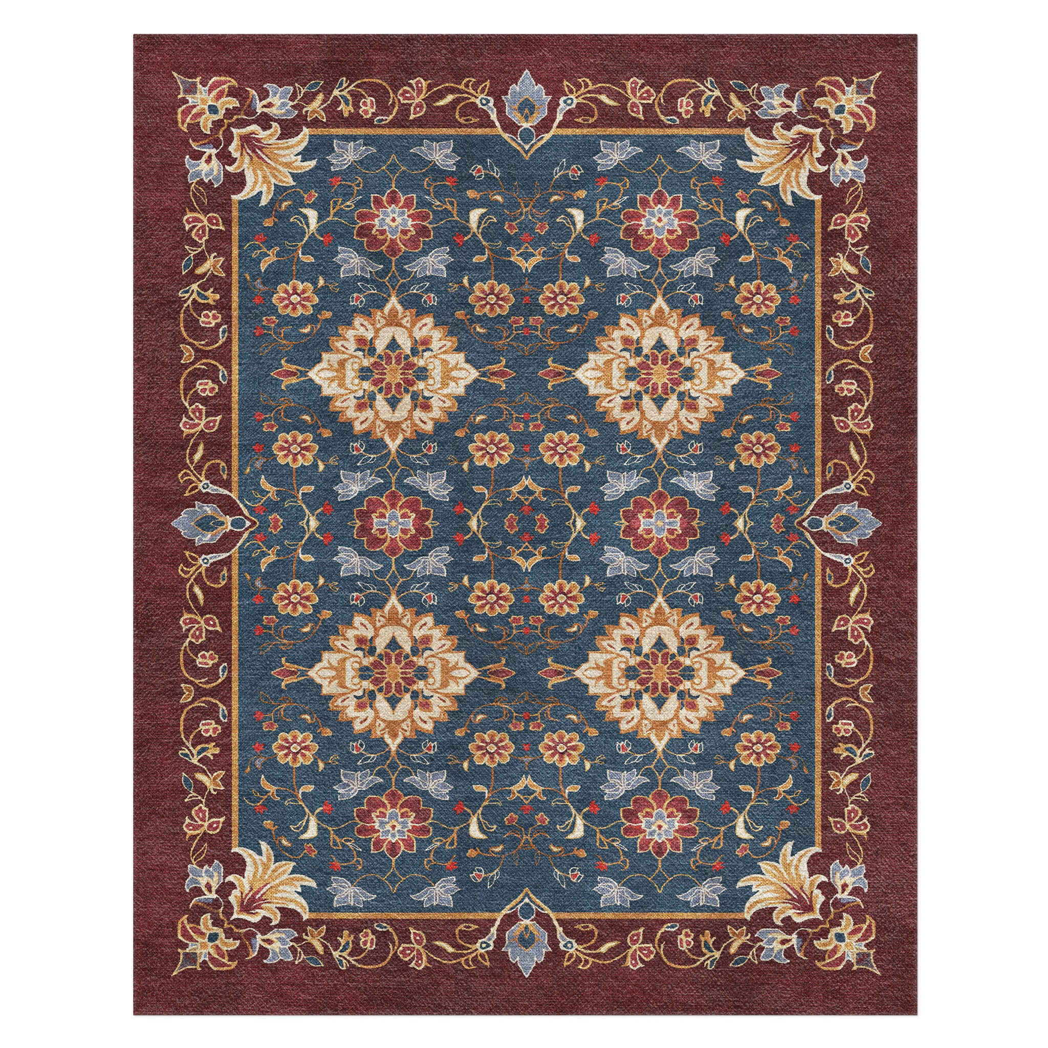 Miriam Navy & Burgundy in 10x8ft Size