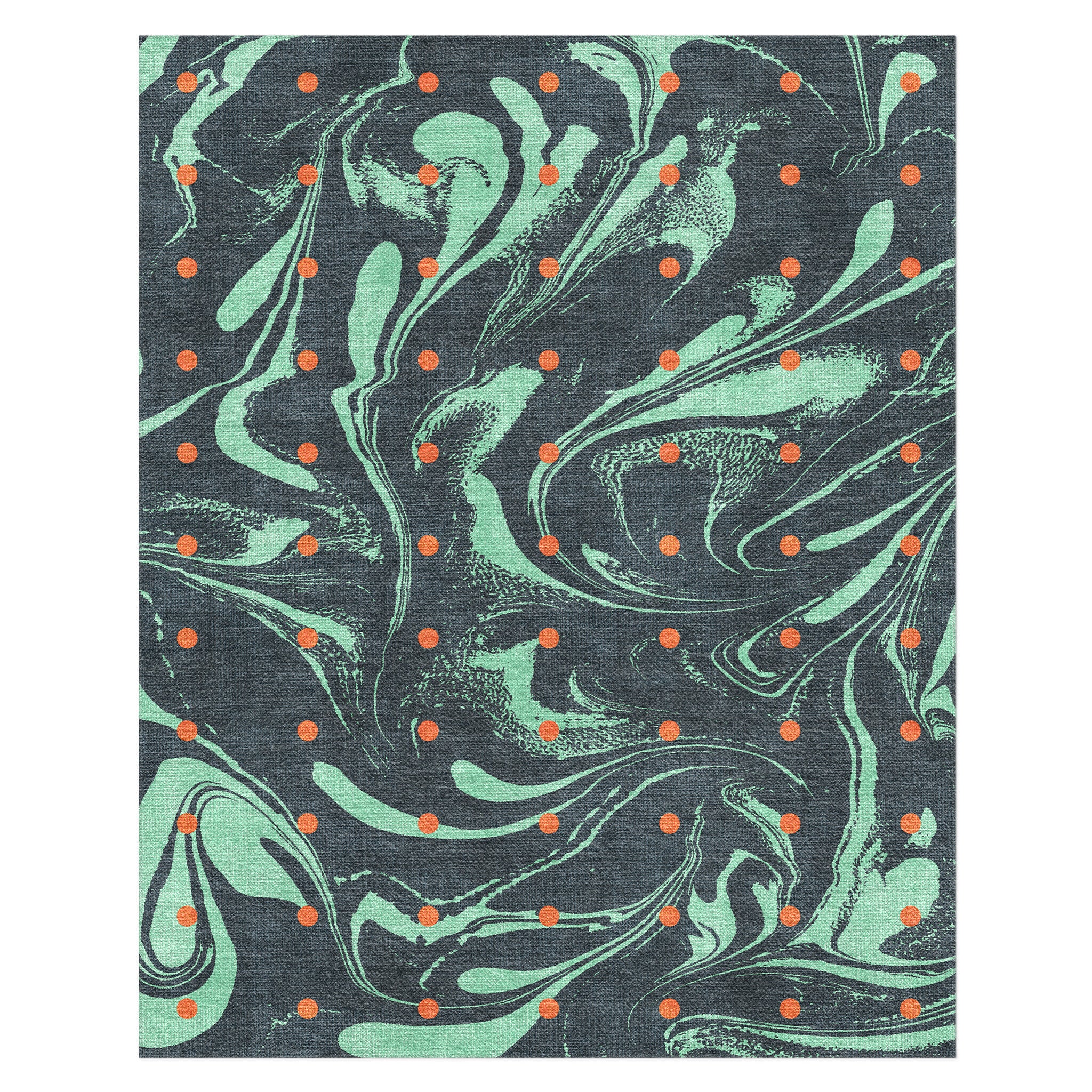 Acid Burn Teal & Orange in 8' x 10' Size