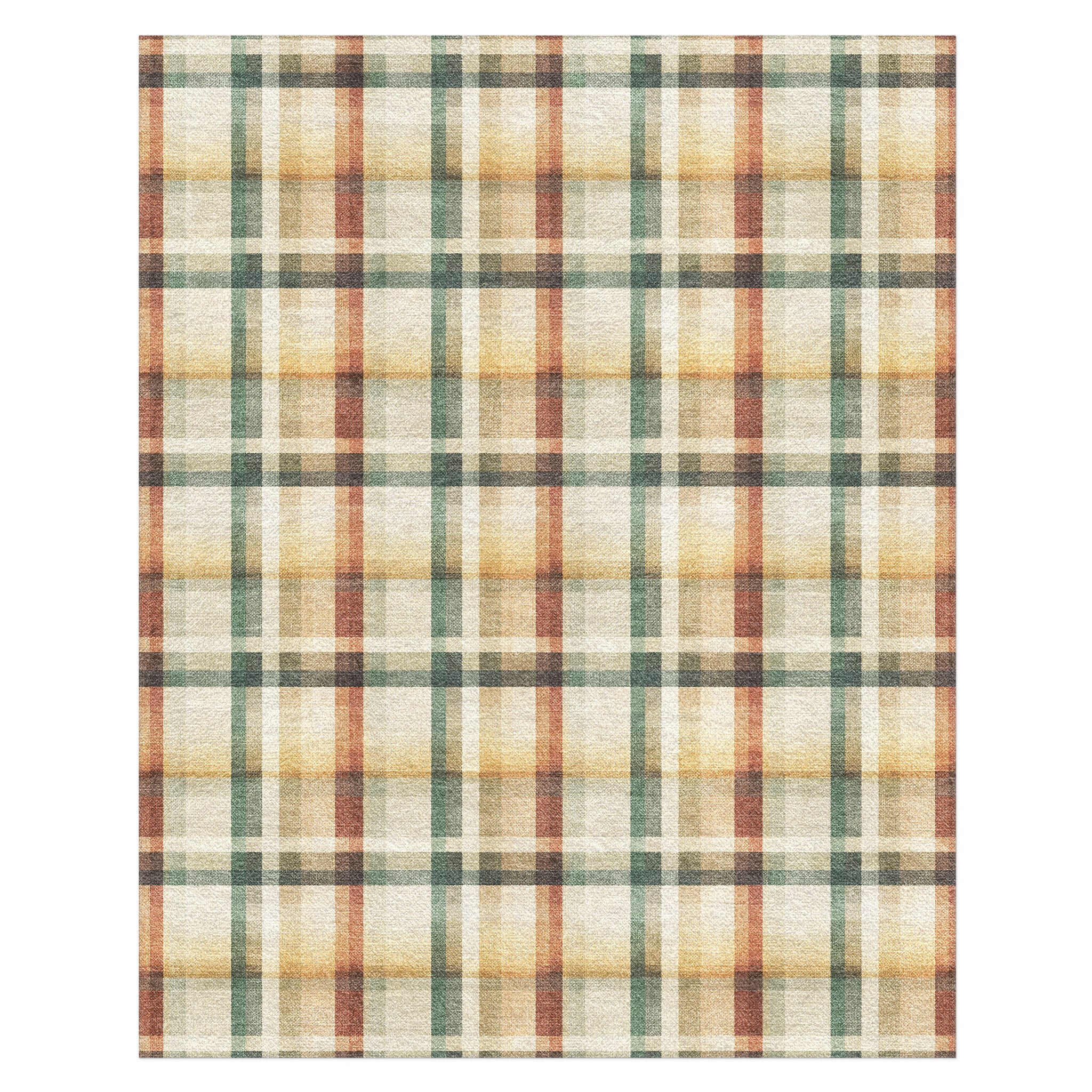 Madras Plaid Taupe & Green in 10x8ft Size