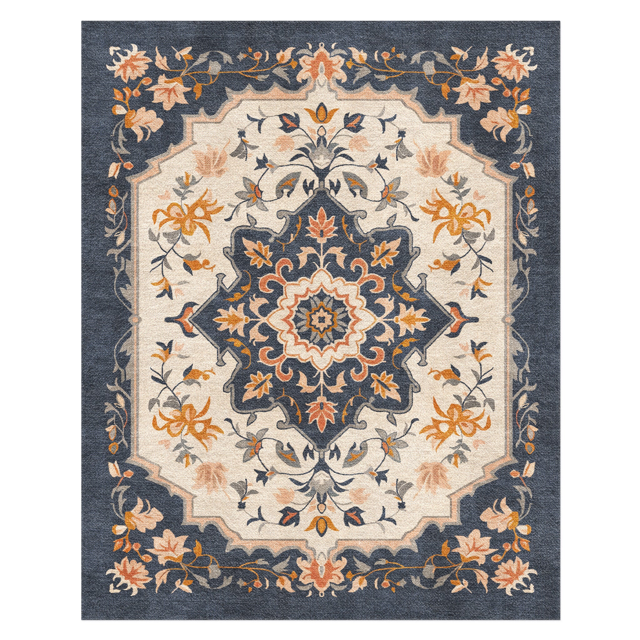 Louanne Navy & Orange in 10x8ft Size