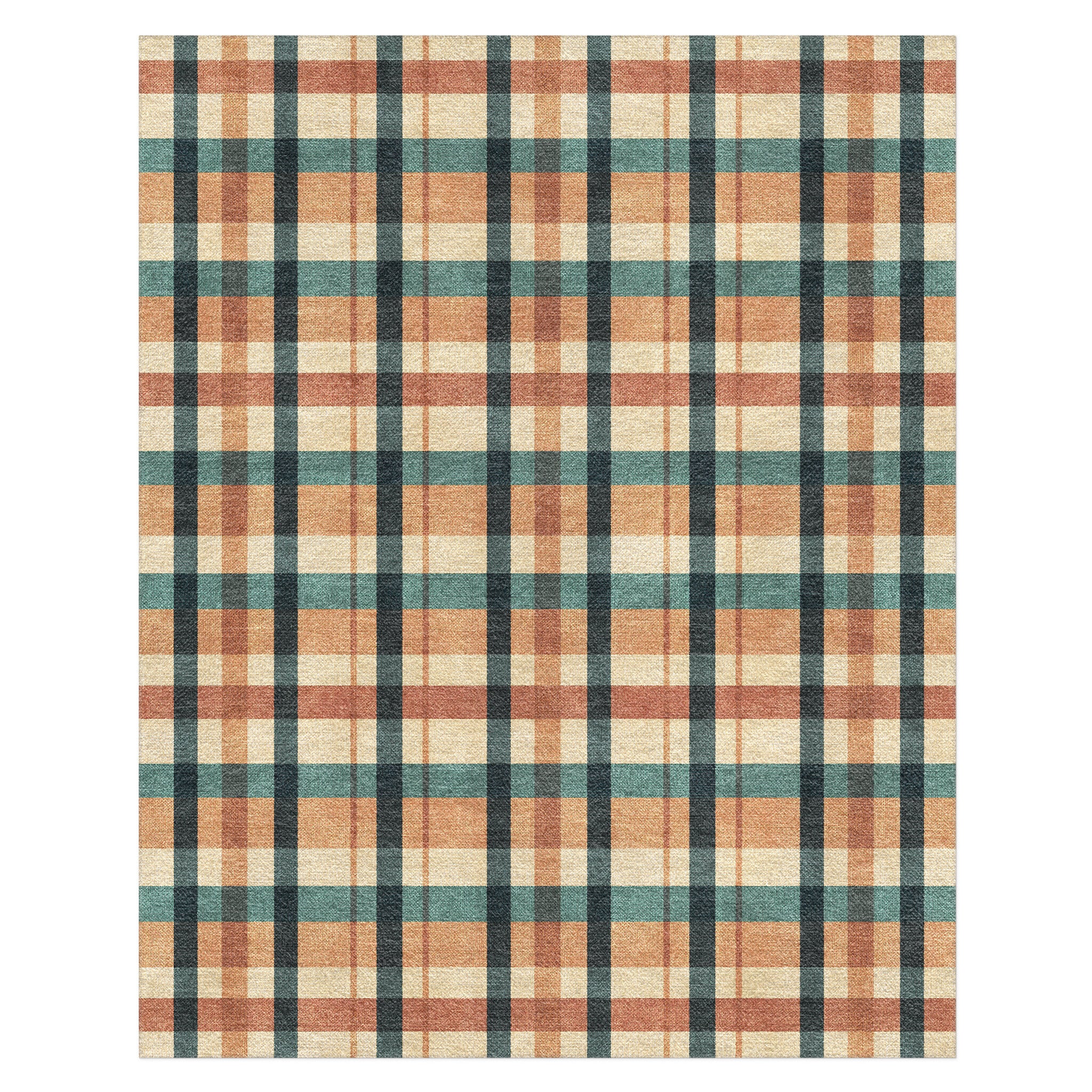 Brenton Plaid Taupe & Teal in 8' x 10' Size