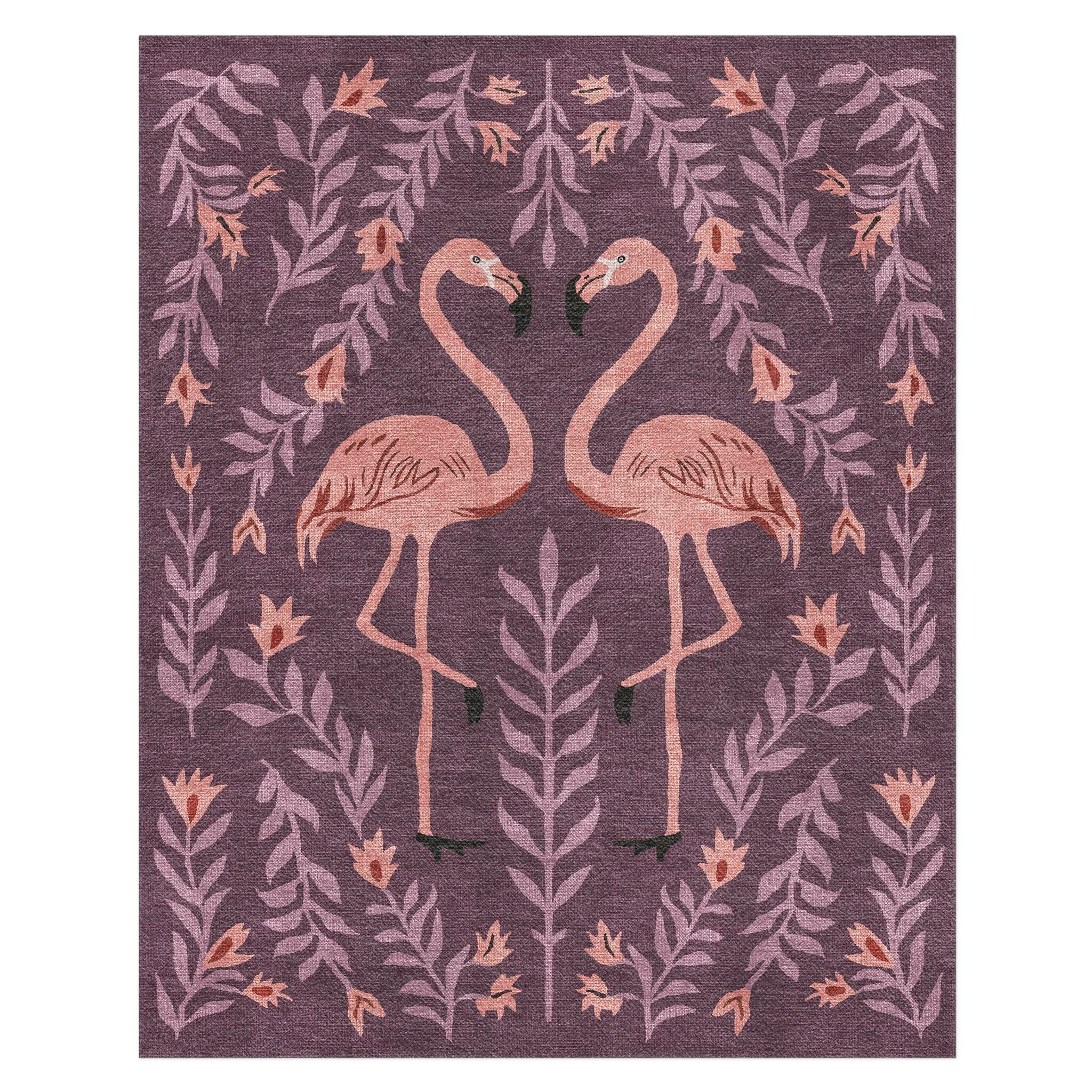 Flamingo Friends Purple in 8' x 10' Size