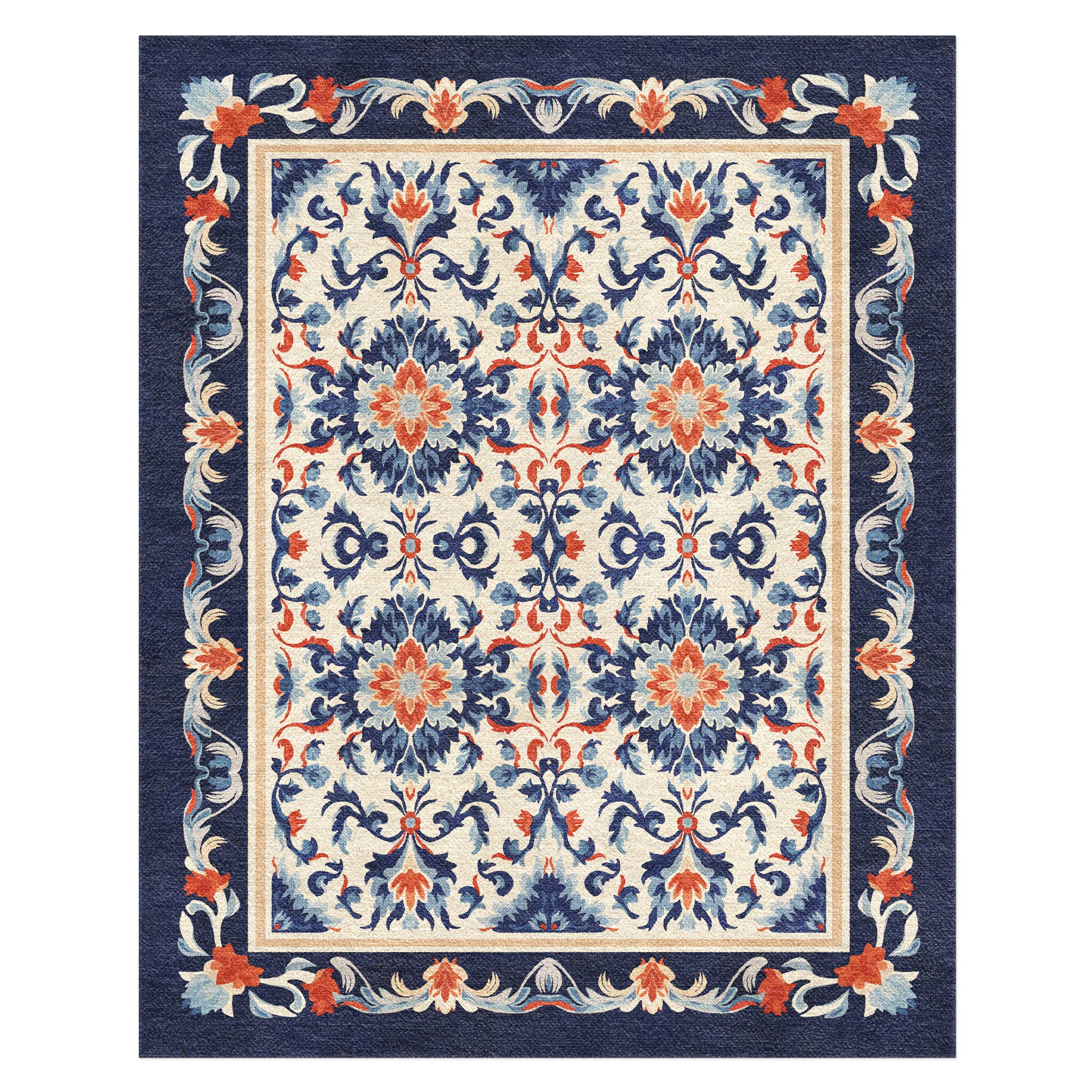 Wilhelmina Navy & Red in 10x8ft Size