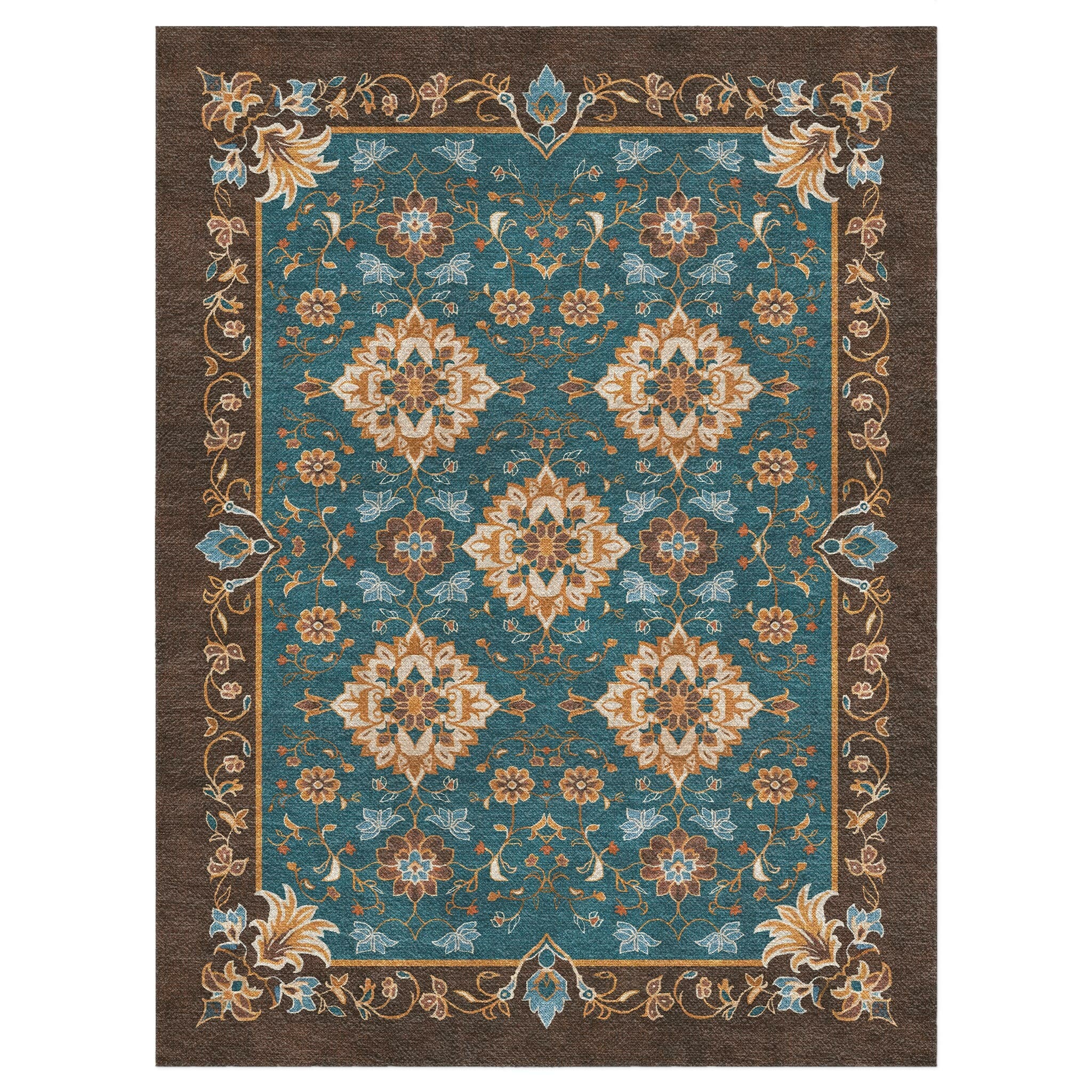 Miriam Dark Teal & Brown in 9' x 12' Size