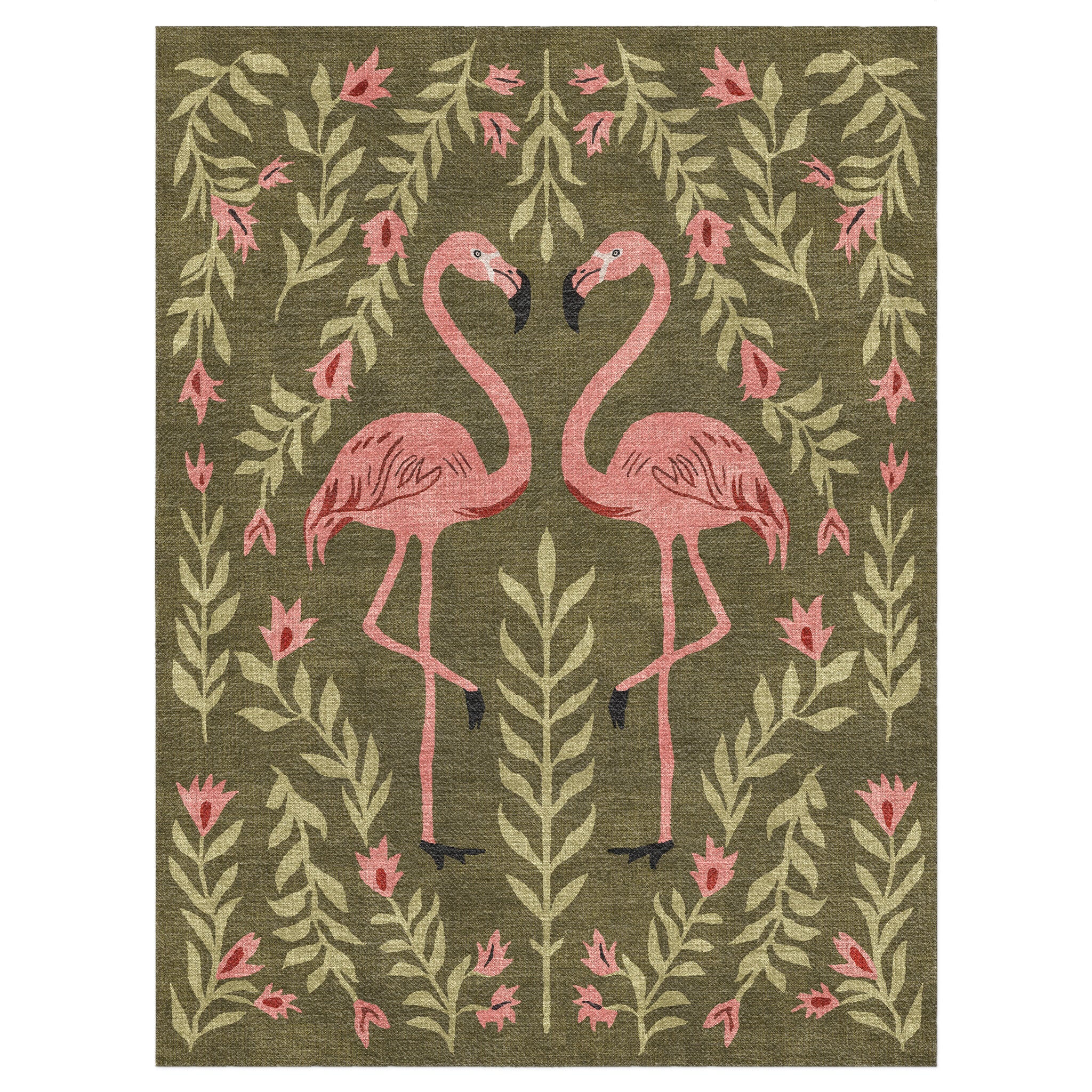 Flamingo Friends Sage Green in 9' x 12' Size