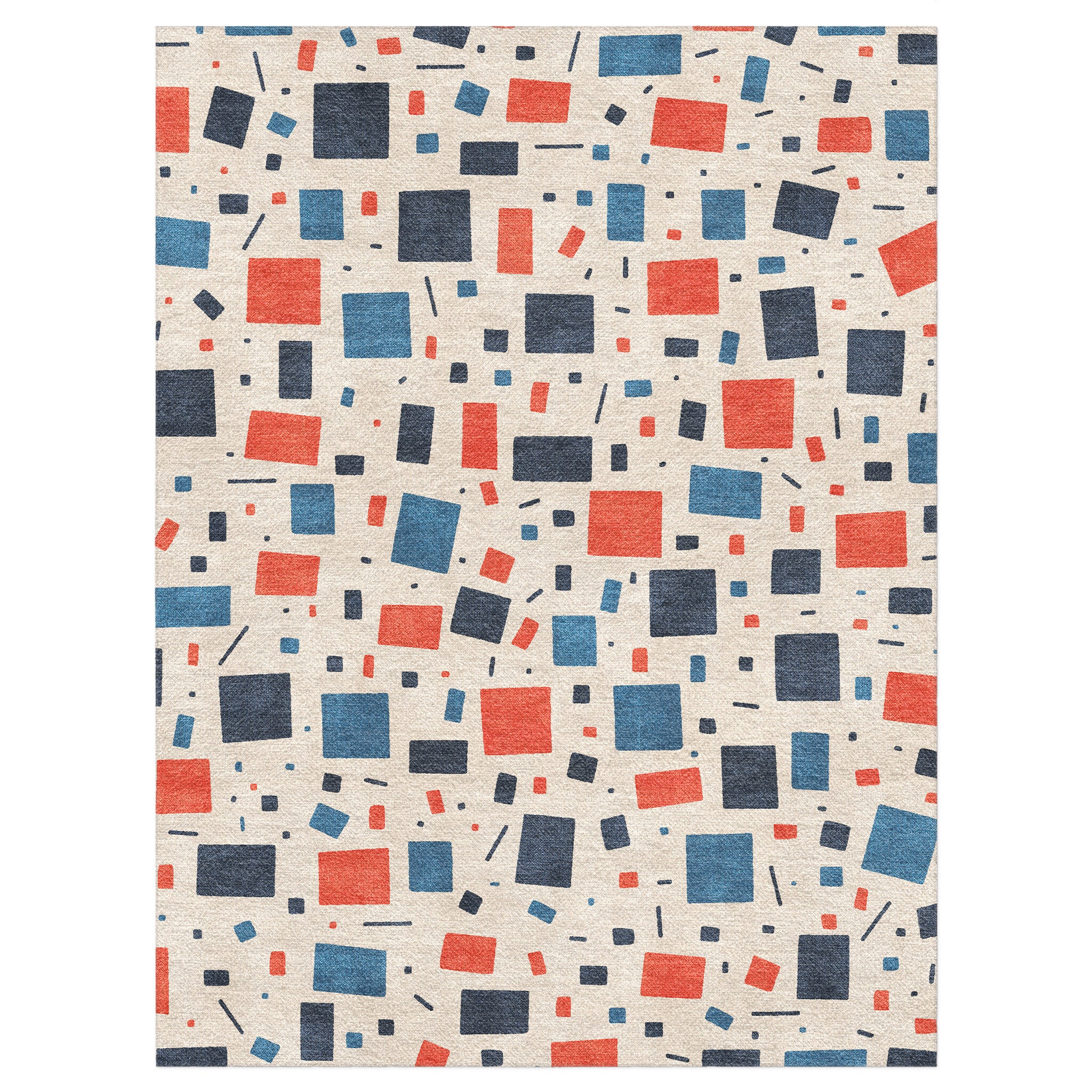 Geometric Confetti Blue & Red in 9' x 12' Size