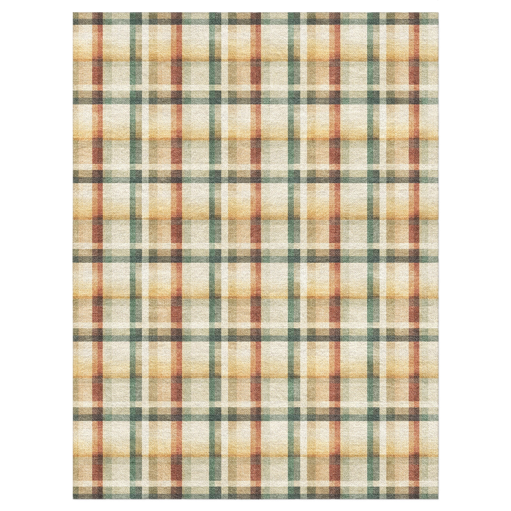 Madras Plaid Taupe & Green in 12x9ft Size