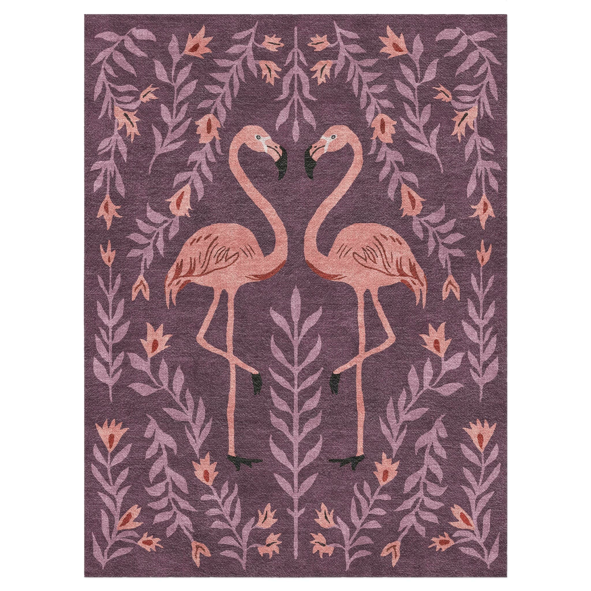 Flamingo Friends Purple in 9' x 12' Size