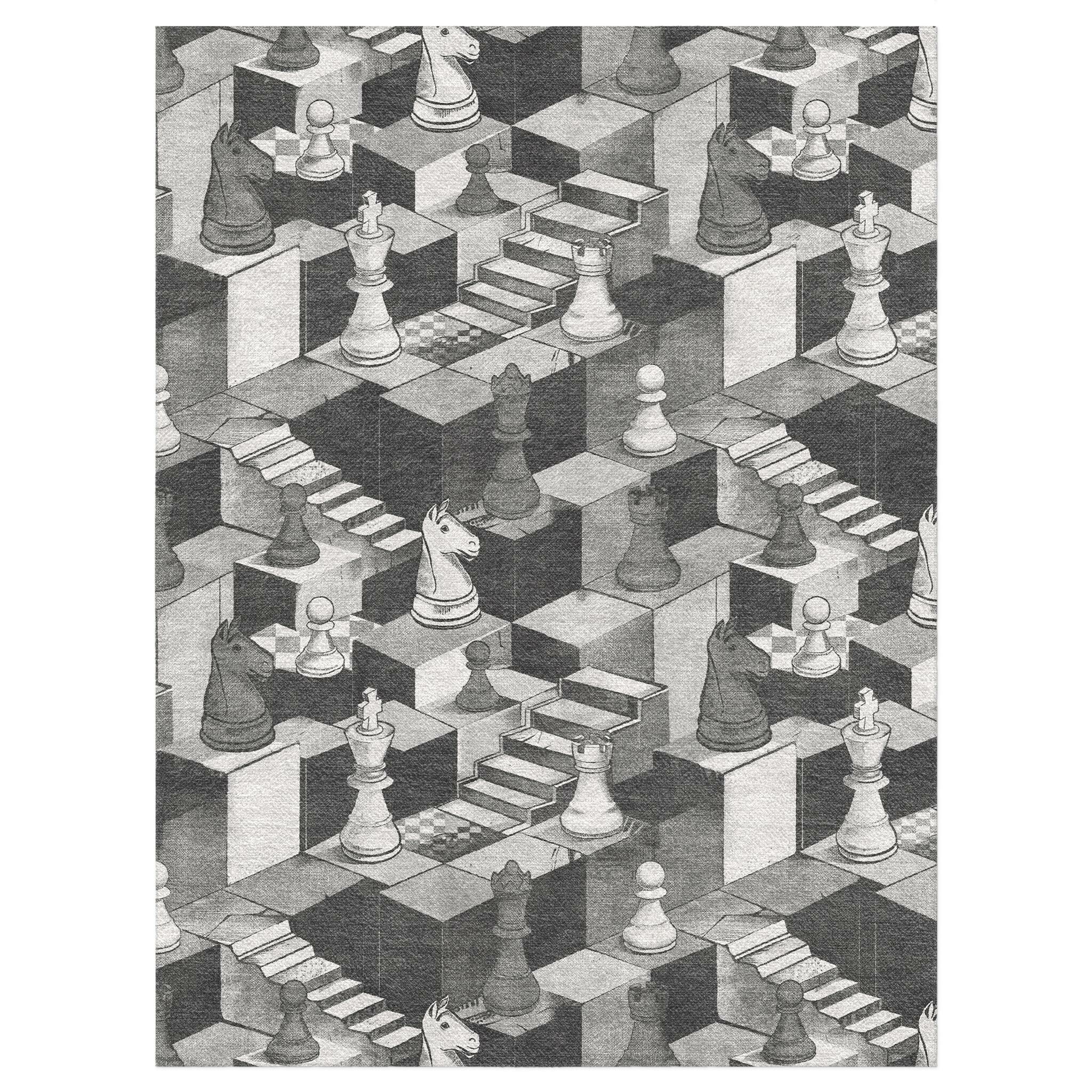 Harmon Surreal Chess Black & Grey in 9' x 12' Size