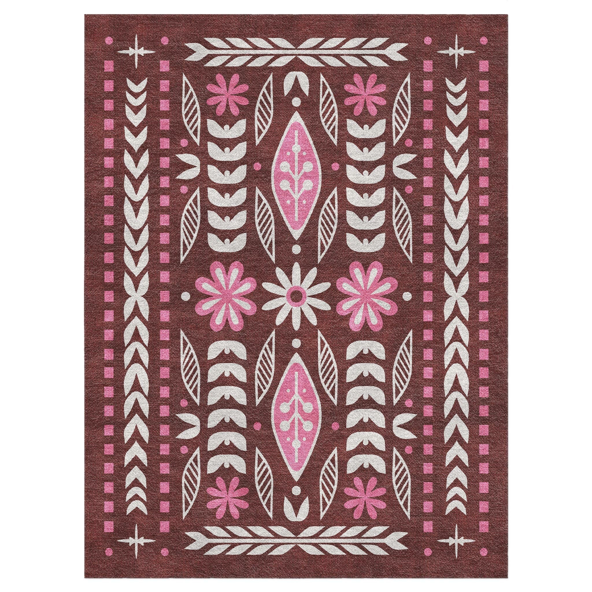 Topanga Burgundy & Pink in 9' x 12' Size