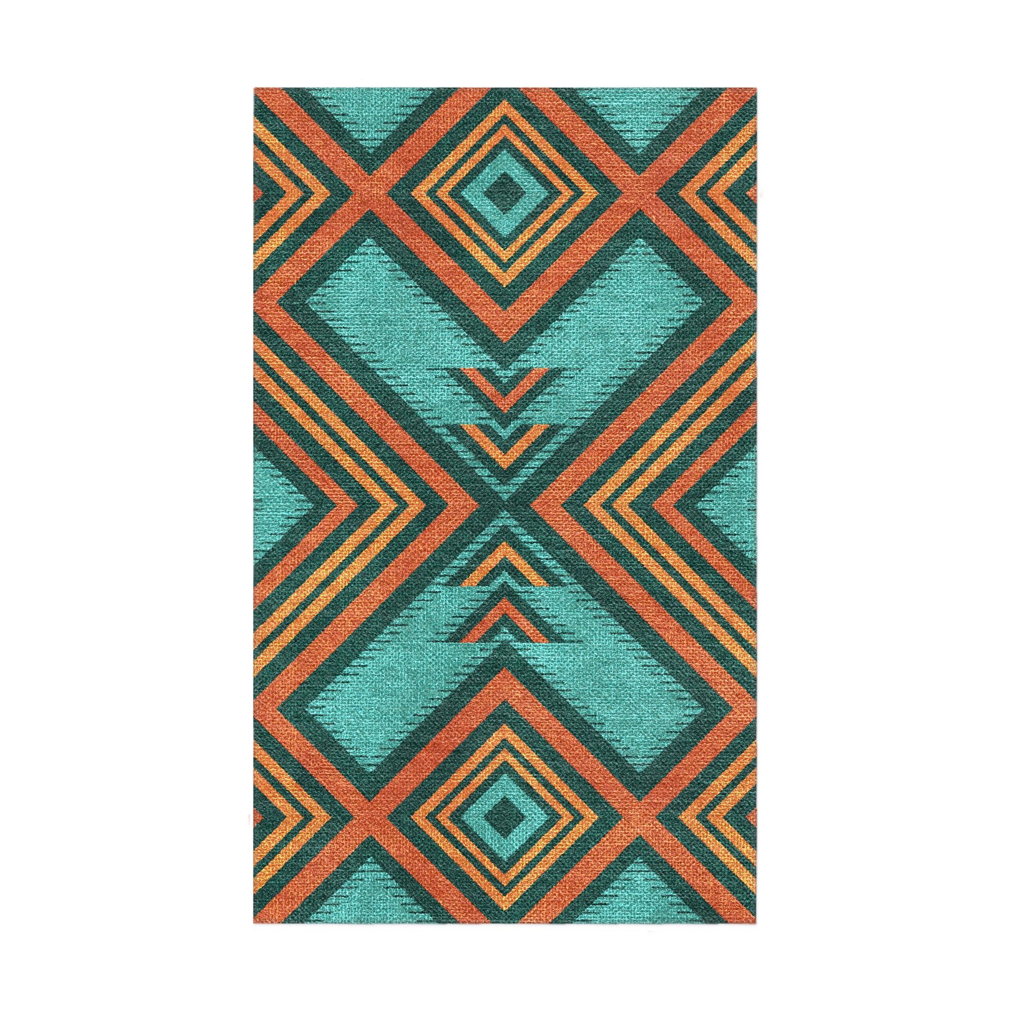 Pancho Turquoise & Vermillion in 18x30in Size