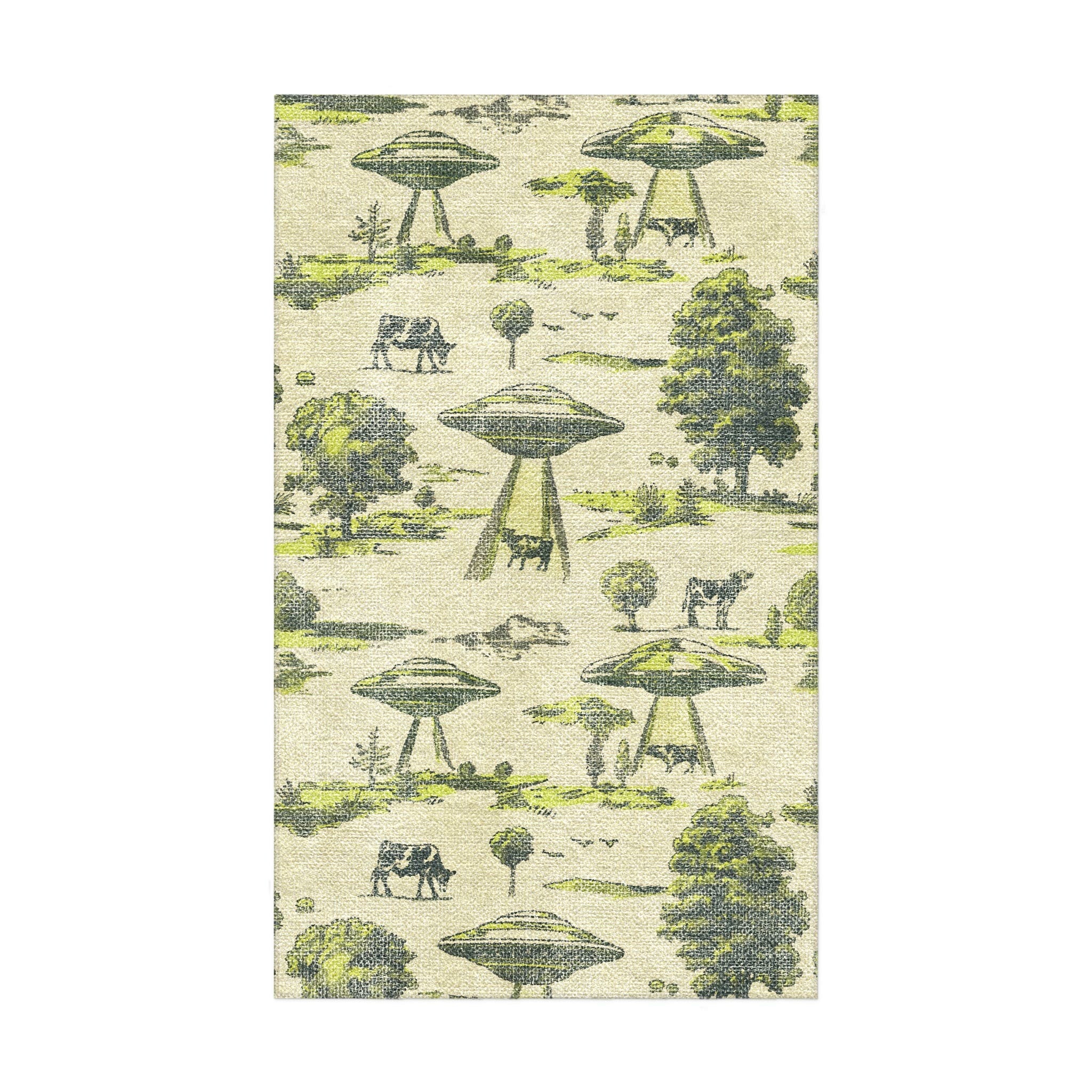 UFO Cow Abduction Toile in 1.5' x 2.5' Size