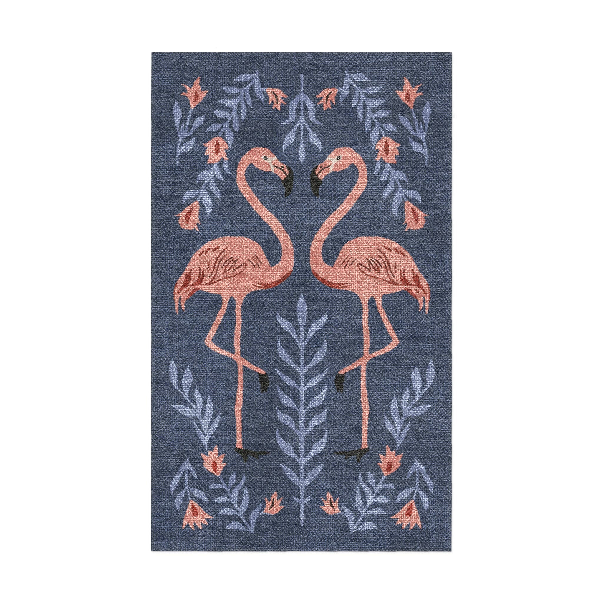 Flamingo Friends Navy in 1.5' x 2.5' Size