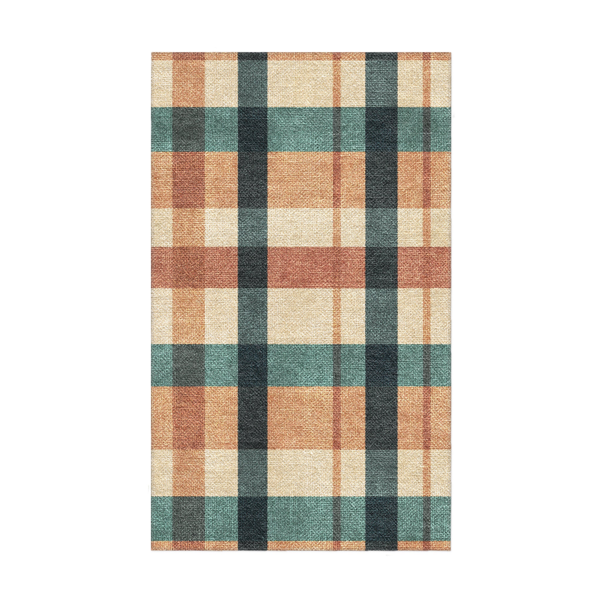 Brenton Plaid Taupe & Teal in 1.5' x 2.5' Size