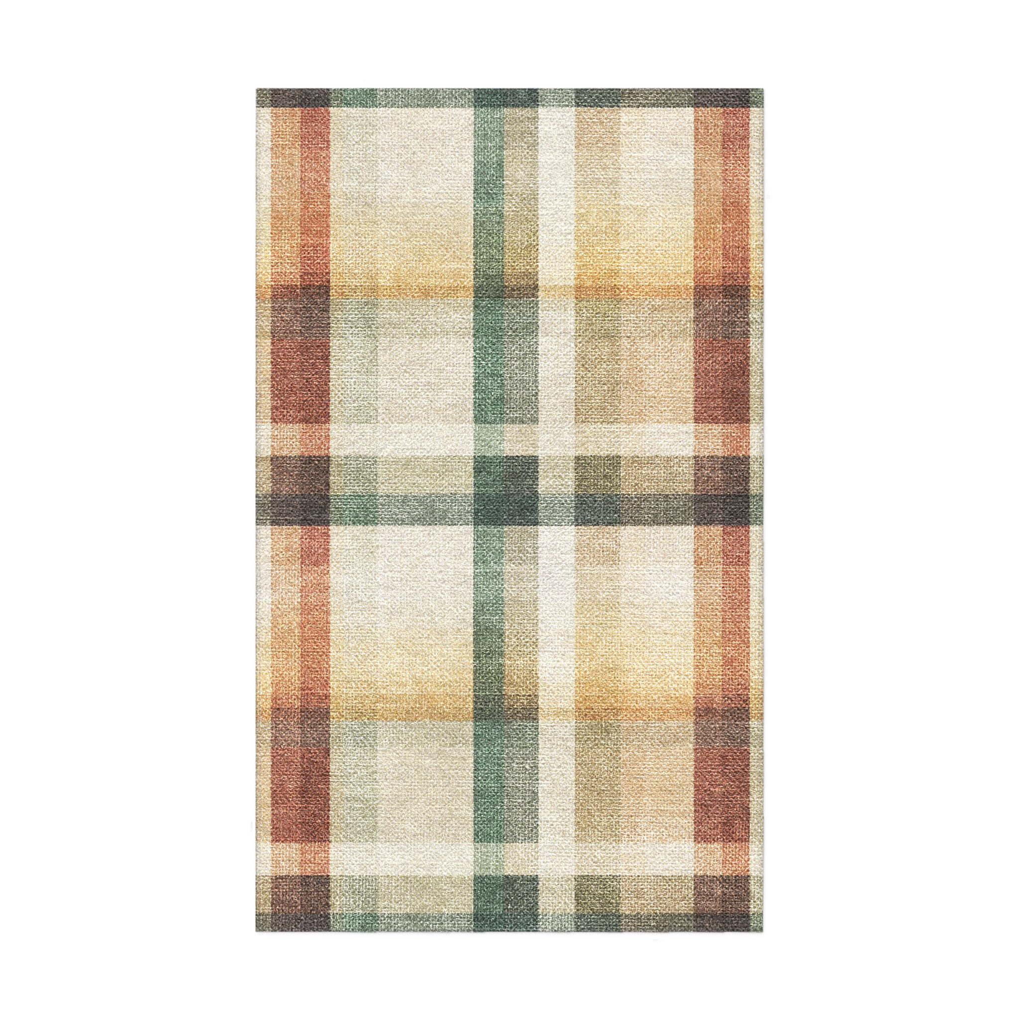 Madras Plaid Taupe & Green in 18x30in Size