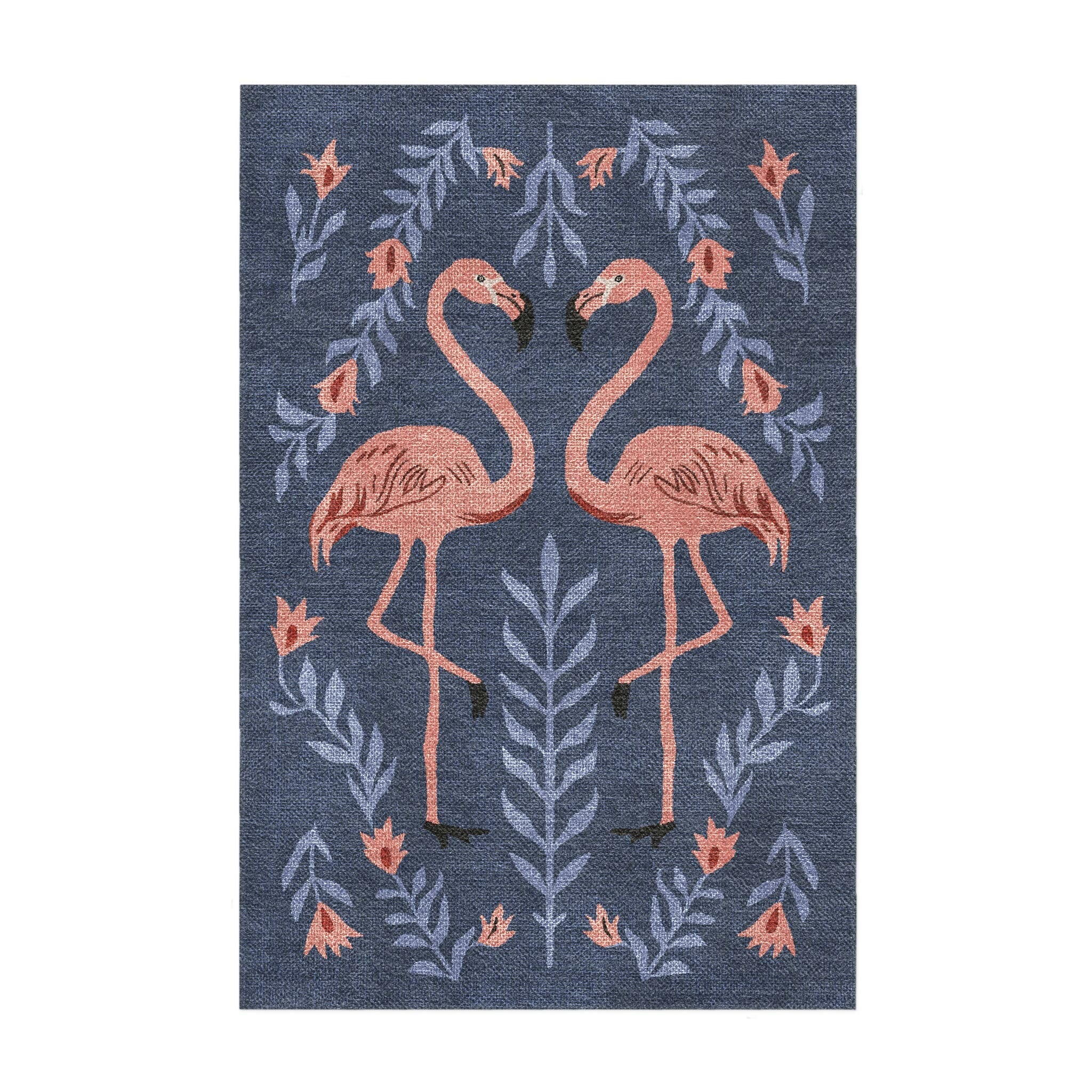 Flamingo Friends Navy in 2' x 3' Size