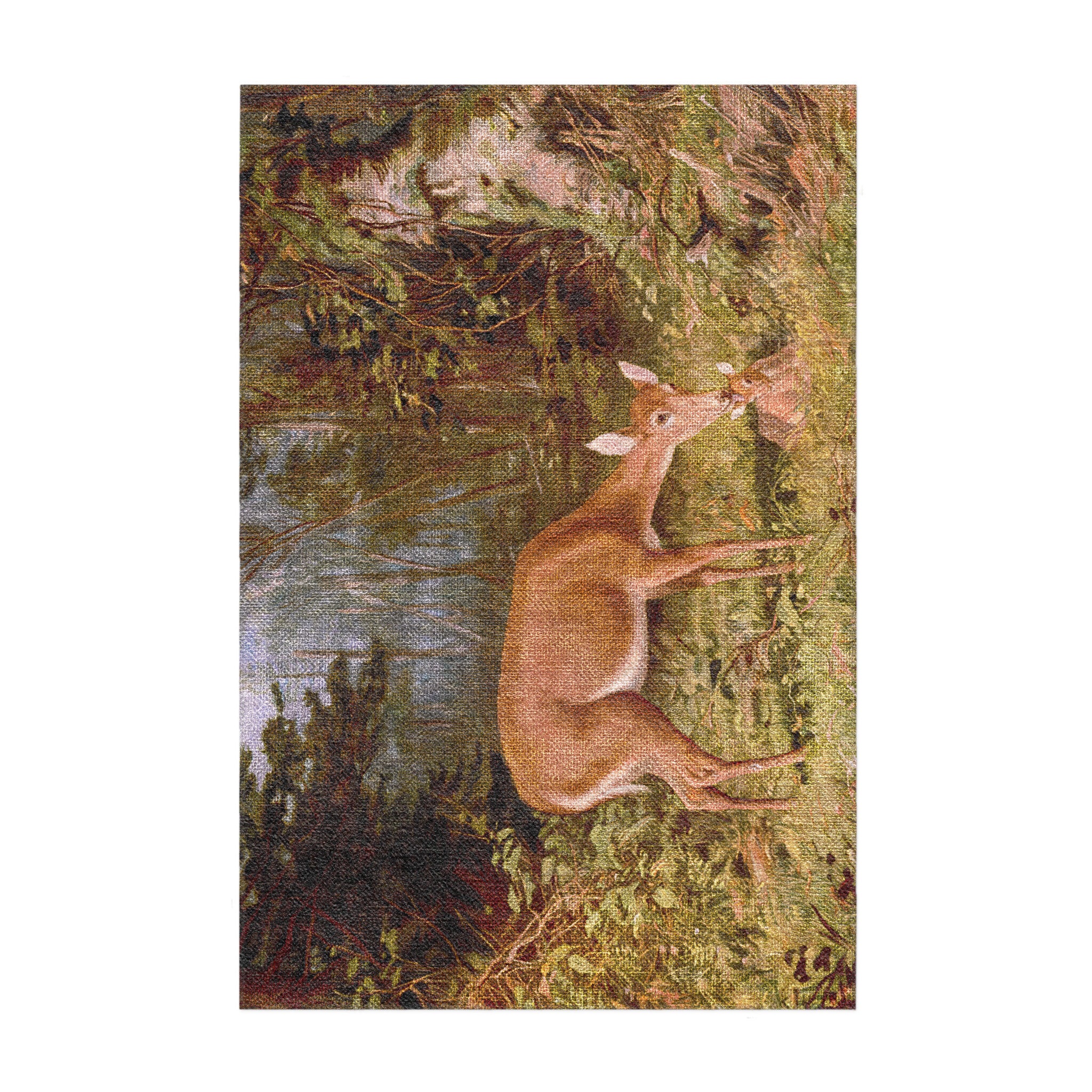 Deer and Fawn by Alfred Fitzwilliam in 2' x 3' Size