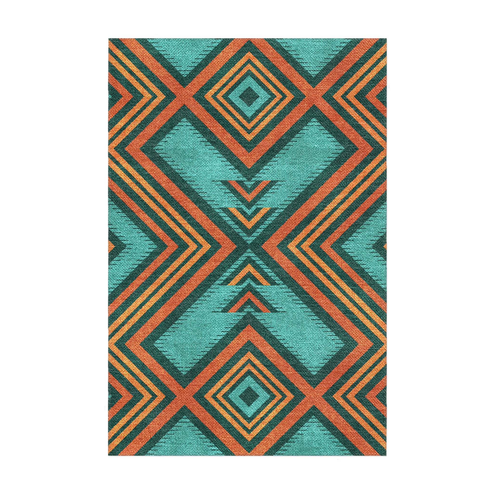 Pancho Turquoise & Vermillion in 3x2ft Size