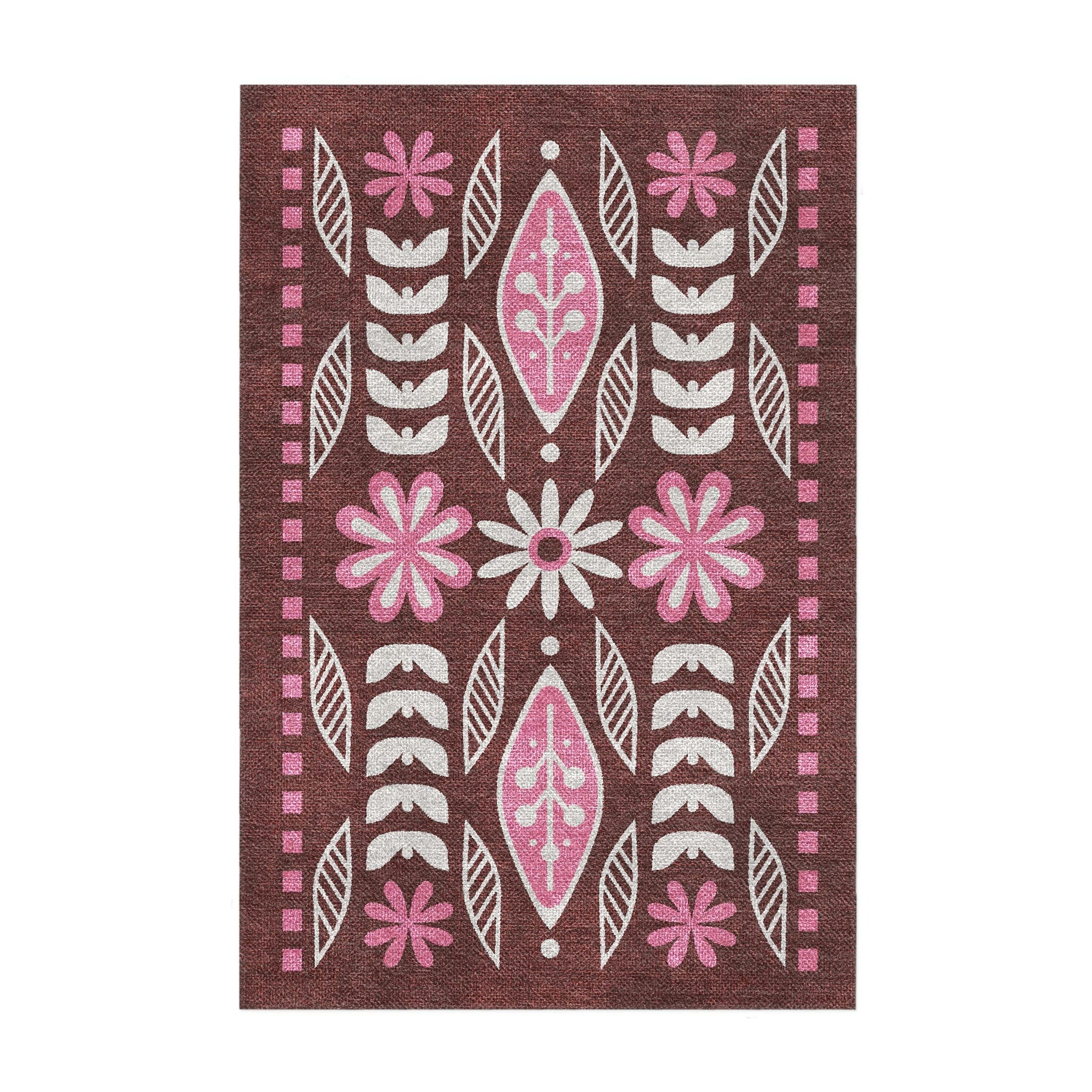 Topanga Burgundy & Pink in 2' x 3' Size