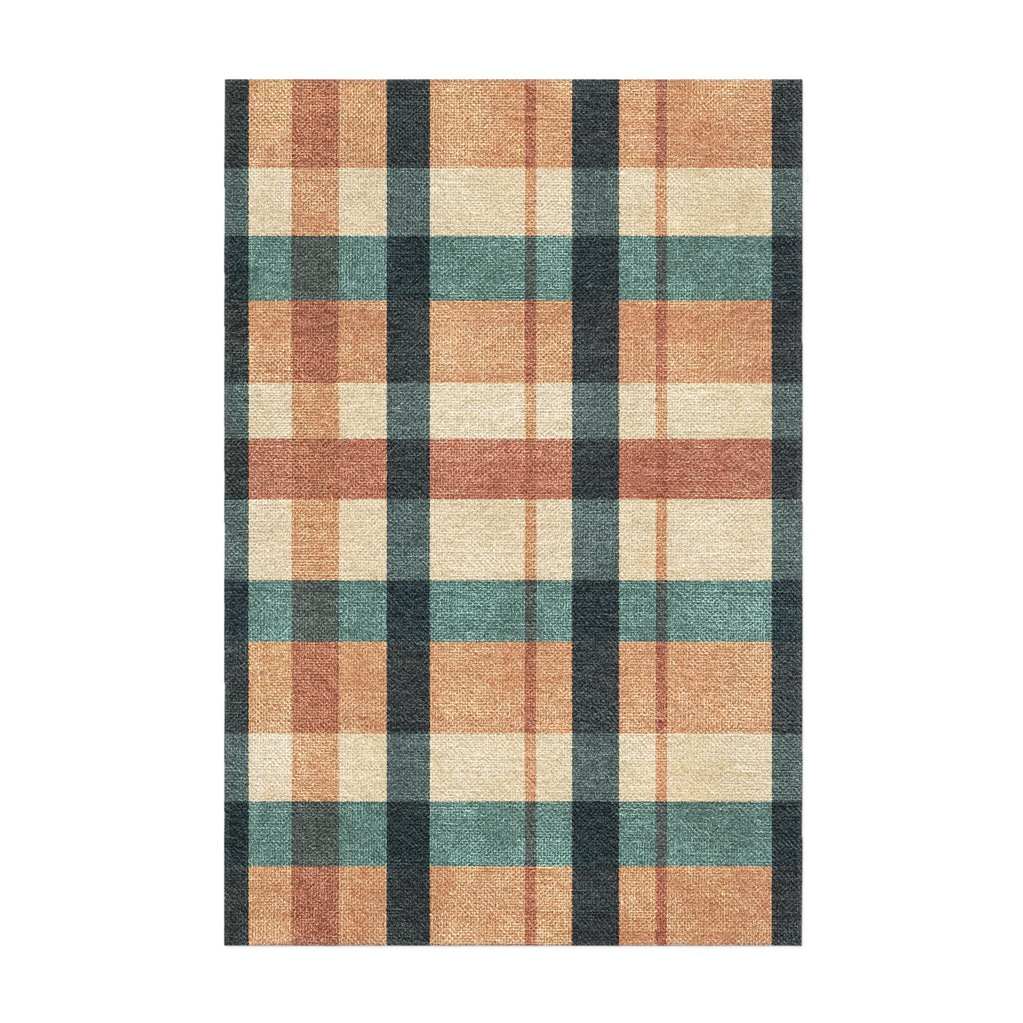 Brenton Plaid Taupe & Teal in 2' x 3' Size