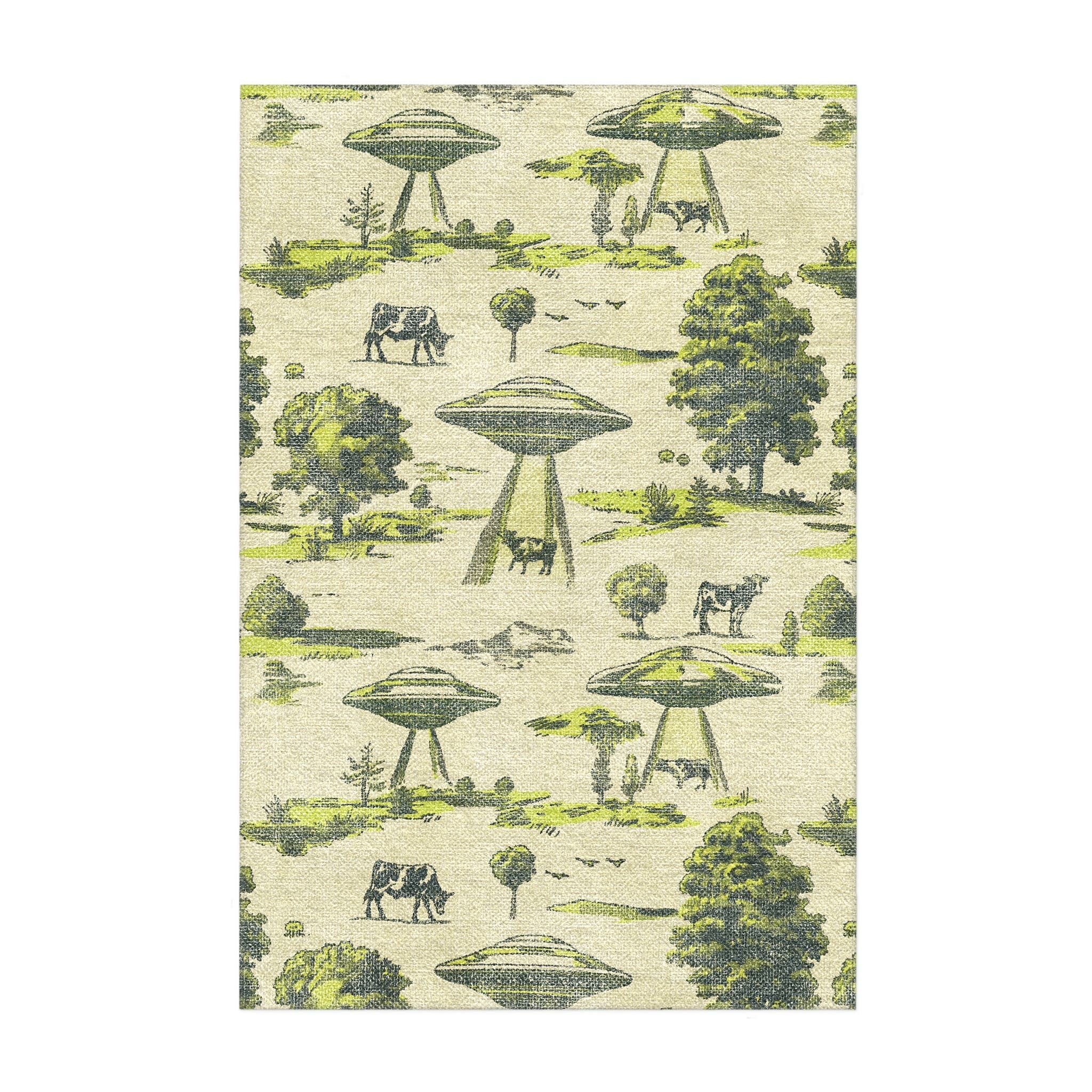 UFO Cow Abduction Toile in 2' x 3' Size