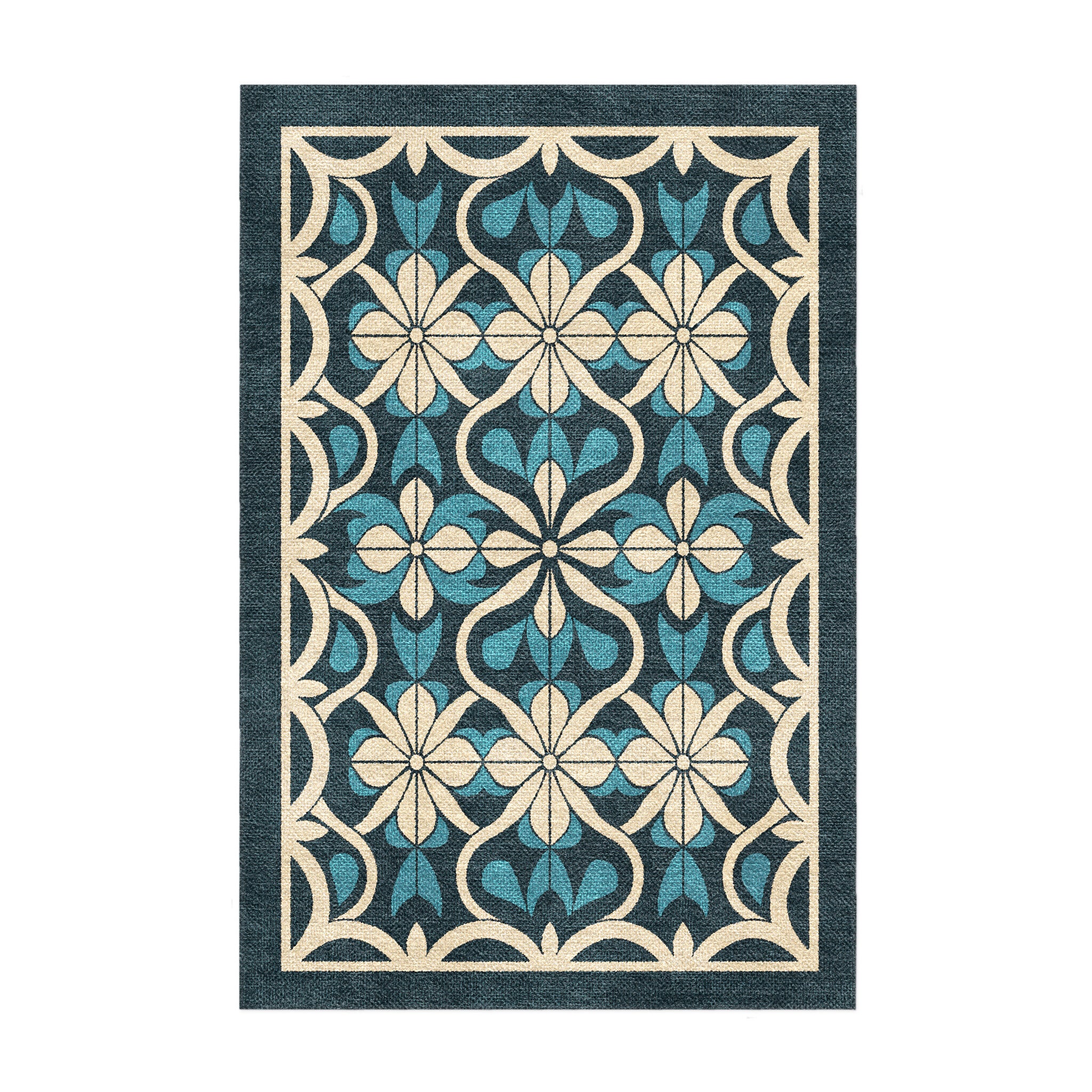 Mattheo Blue & Ivory in 3x2ft Size