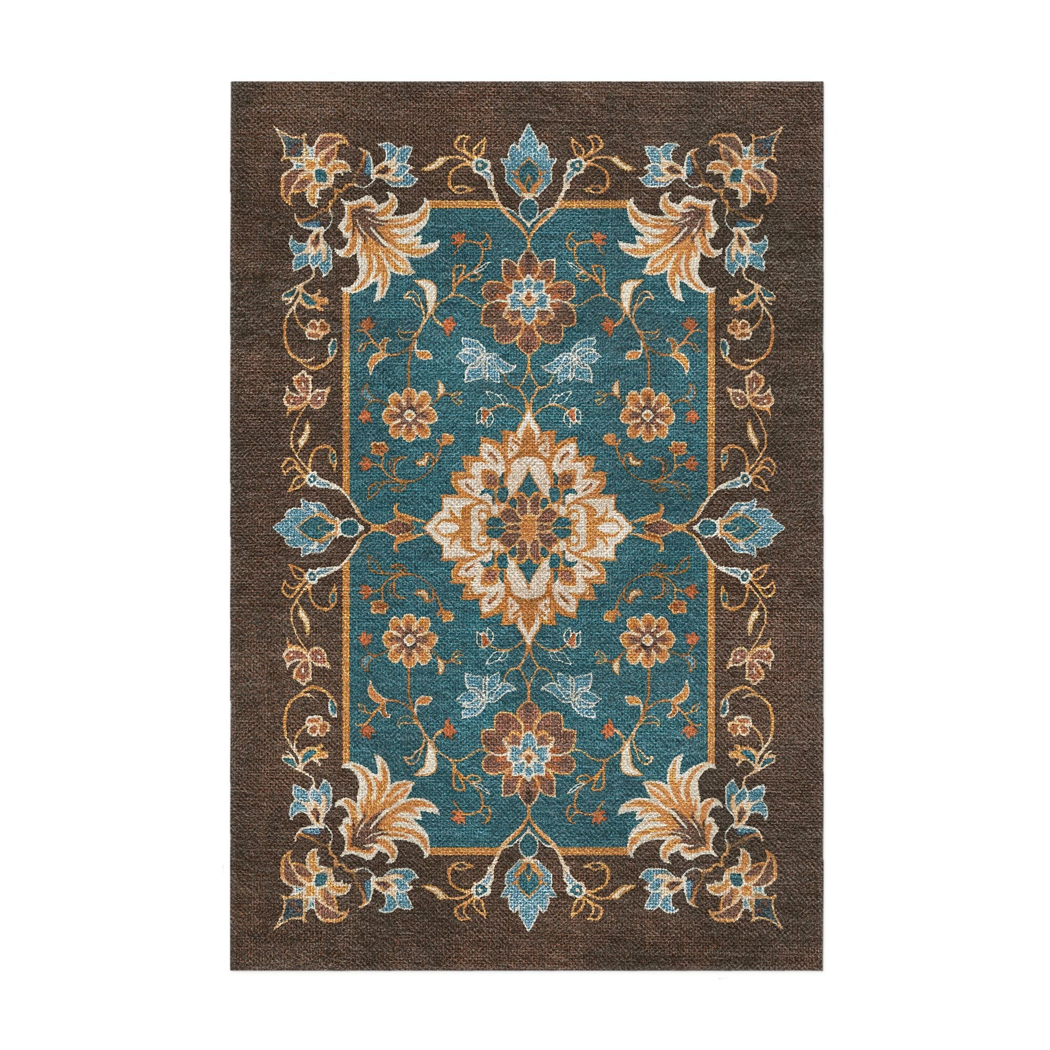 Miriam Dark Teal & Brown in 2' x 3' Size