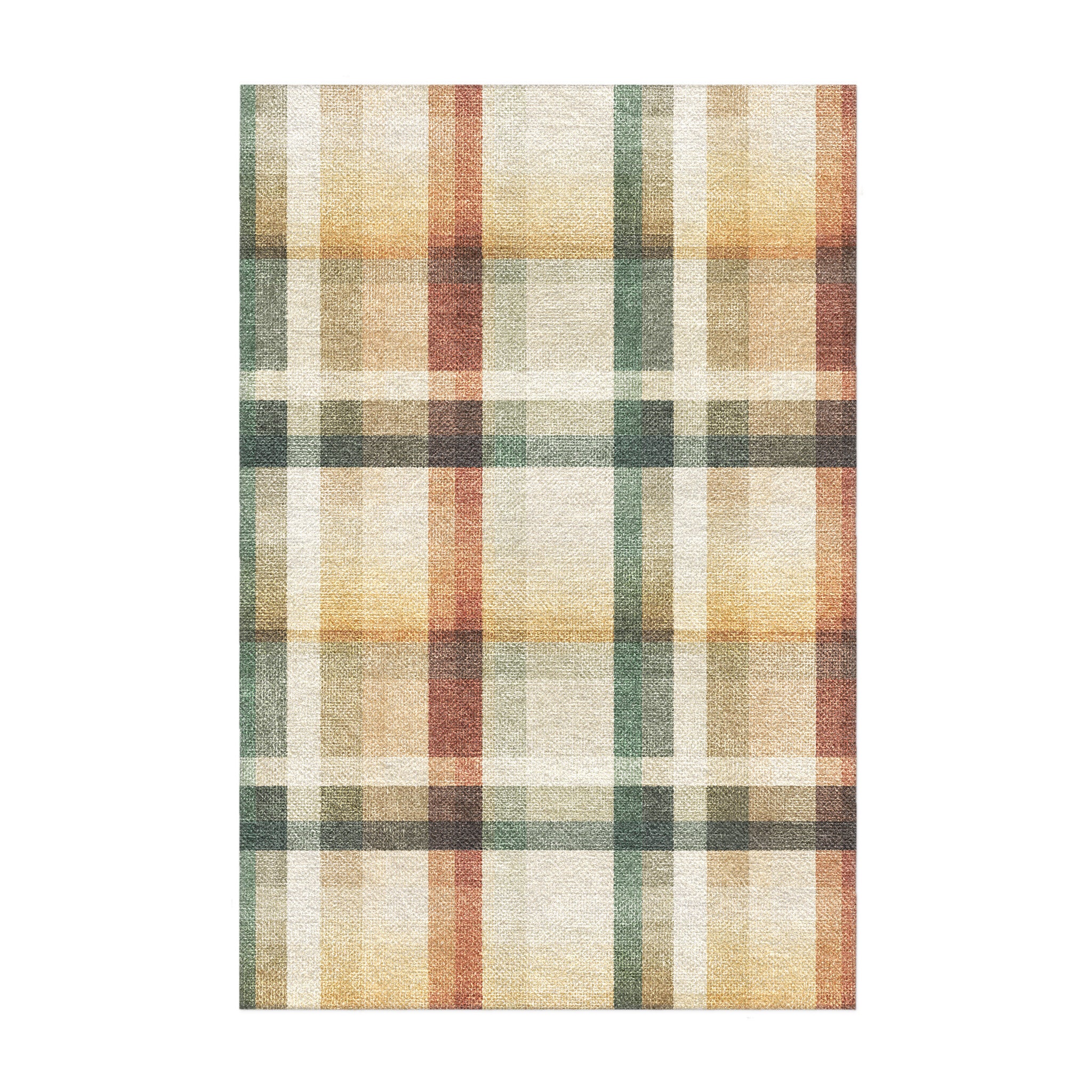 Madras Plaid Taupe & Green in 3x2ft Size