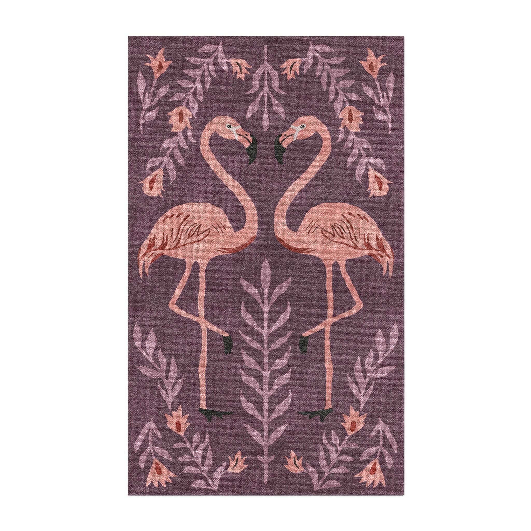 Flamingo Friends Purple in 3' x 5' Size