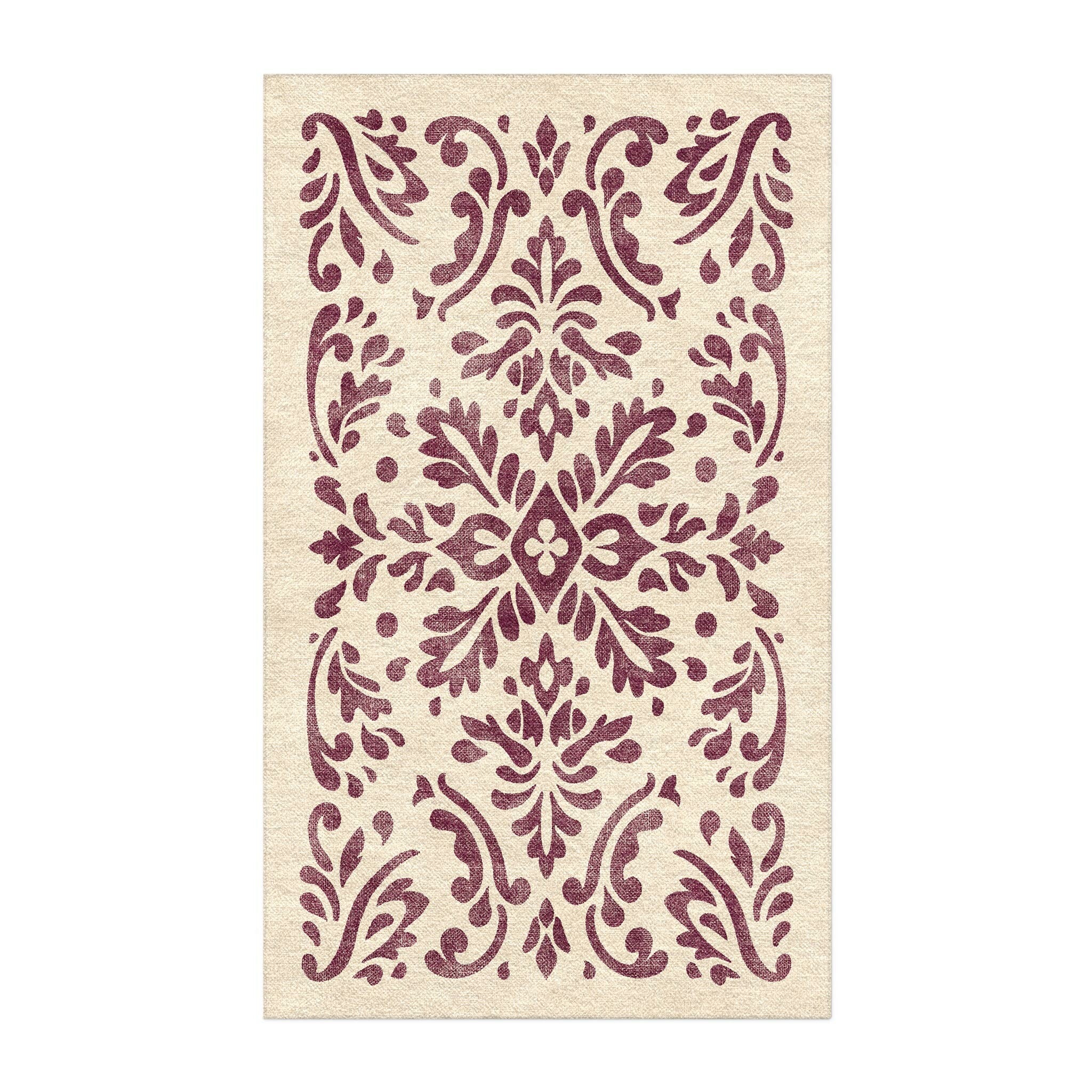 Floranna Ivory & Wine in 3' x 5' Size