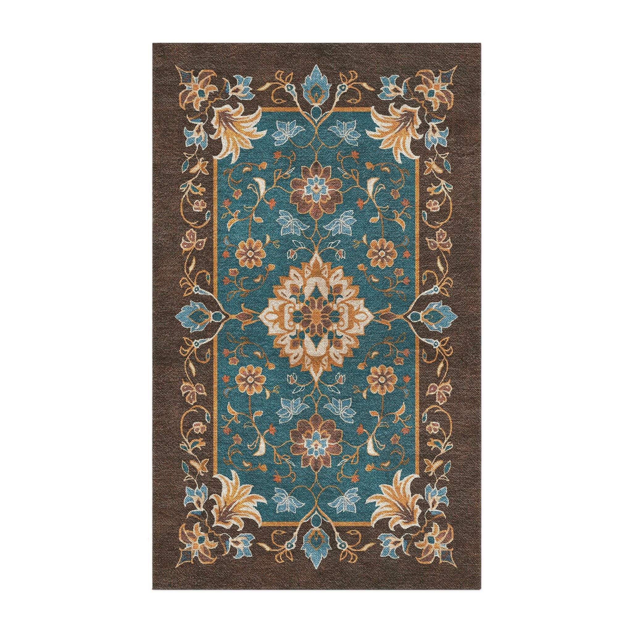 Miriam Dark Teal & Brown in 3' x 5' Size