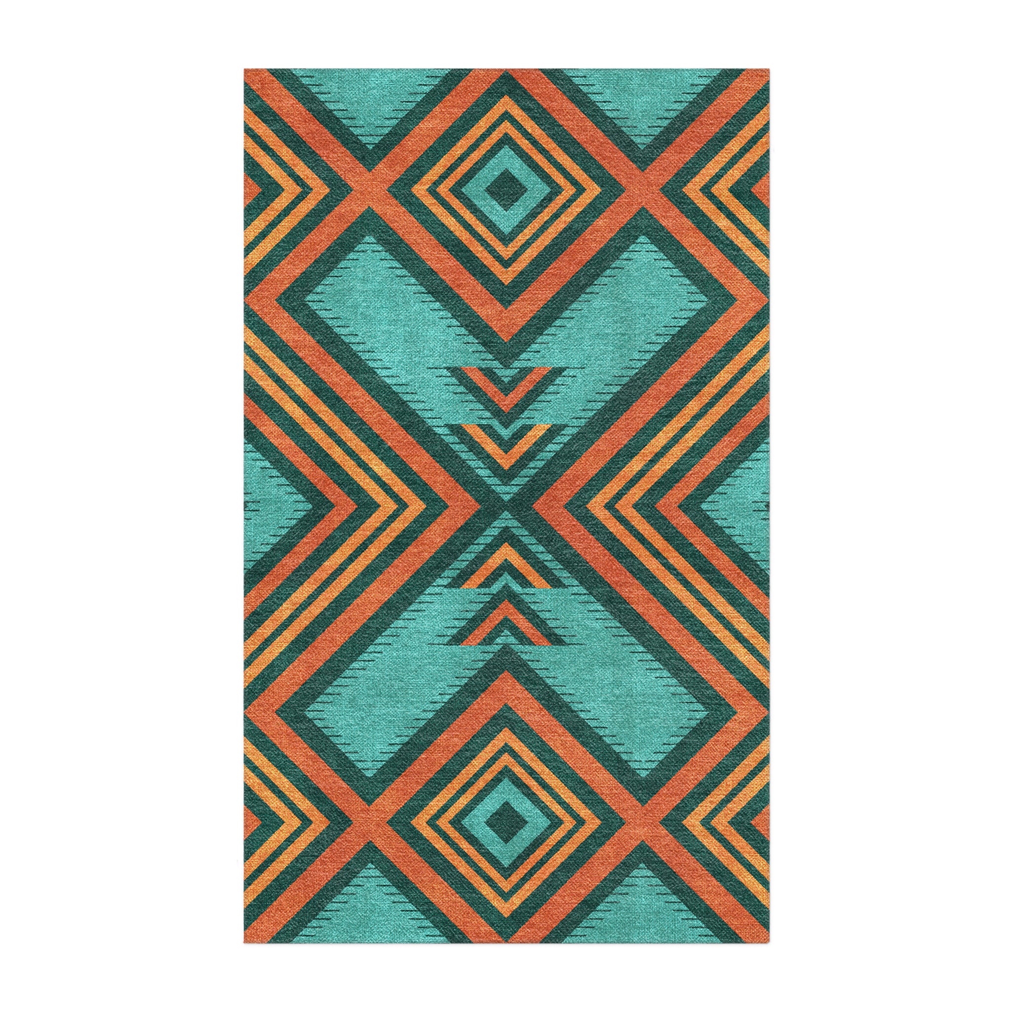 Pancho Turquoise & Vermillion in 5x3ft Size