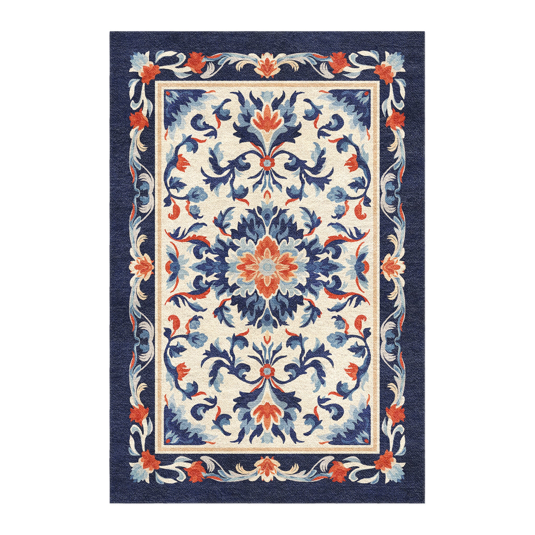 Wilhelmina Navy & Red in 6x4ft Size