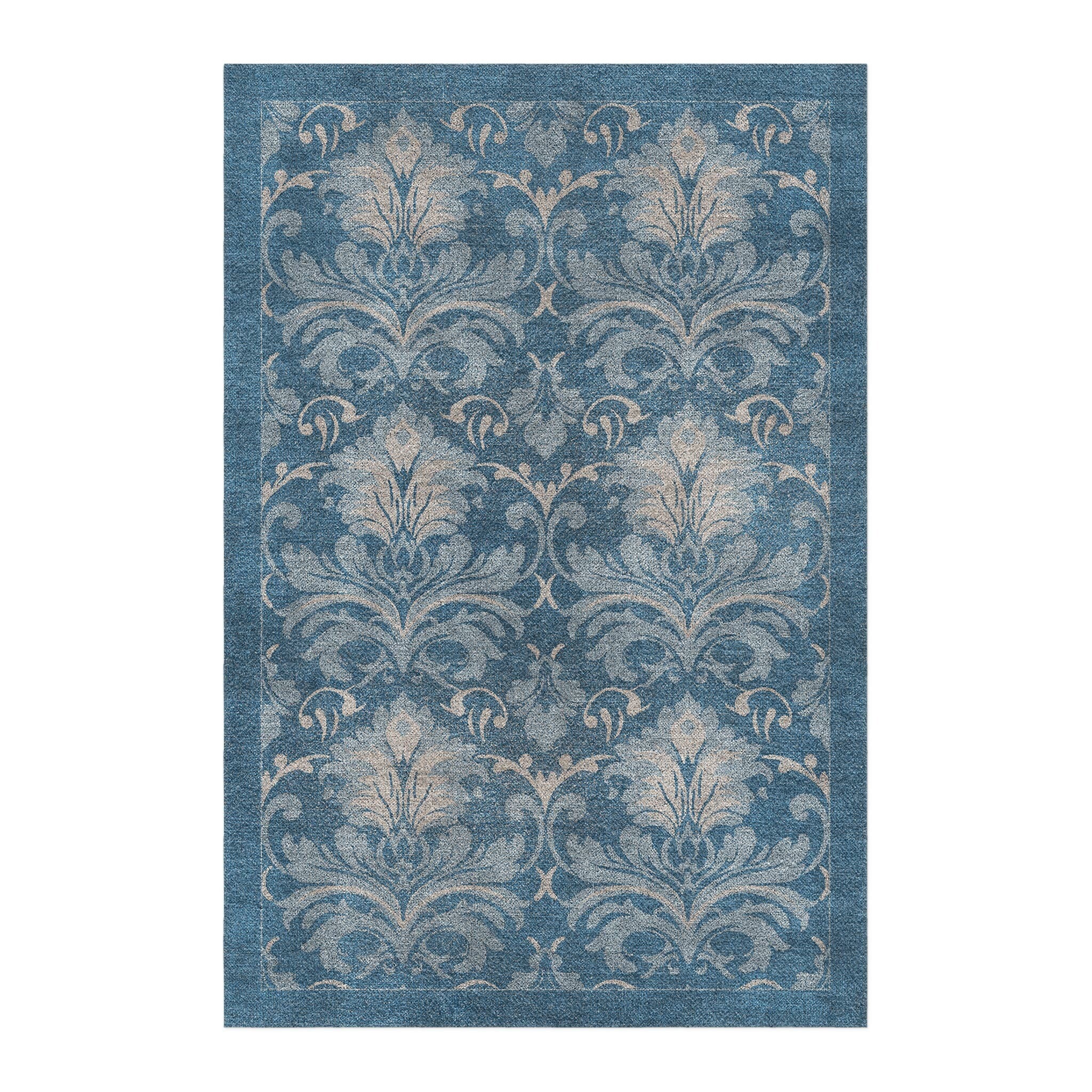 Agnes Damask Denim Blue in 4' x 6' Size