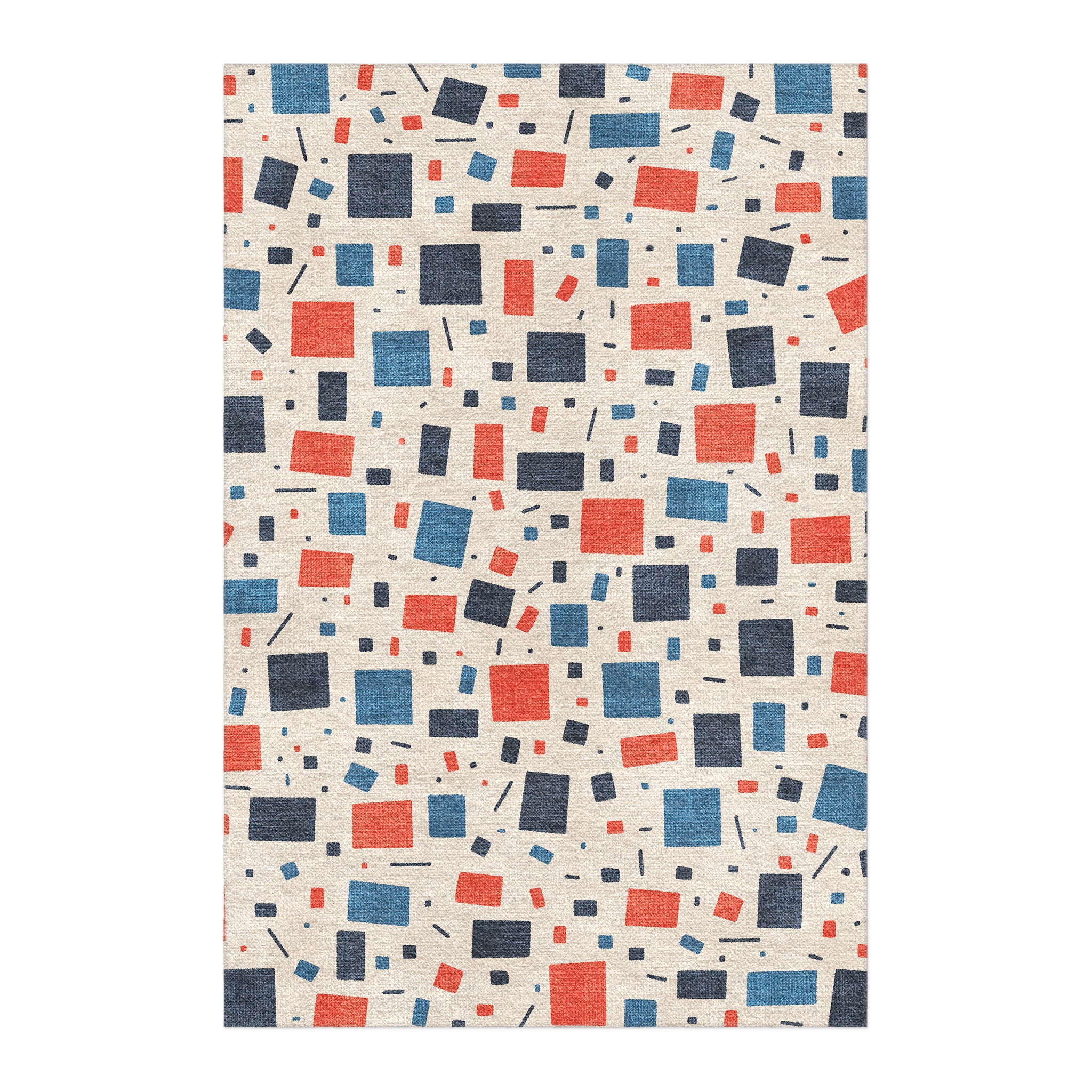 Geometric Confetti Blue & Red in 4' x 6' Size