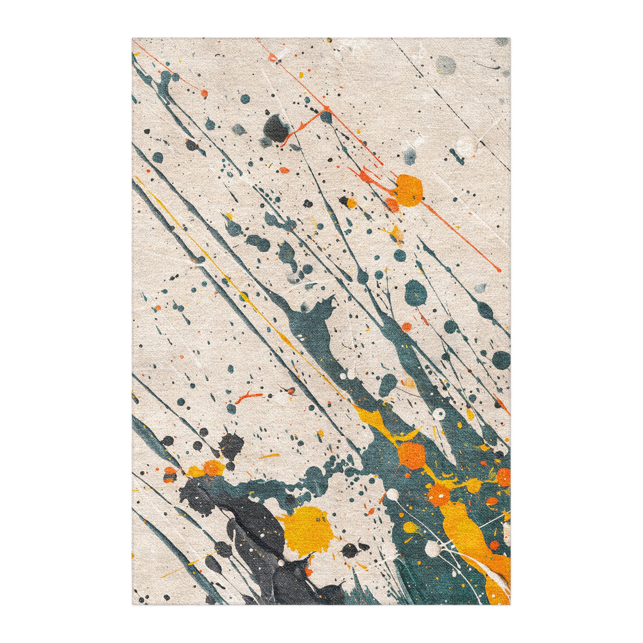 Jason Dark Teal & Orange Splatter in 6x4ft Size