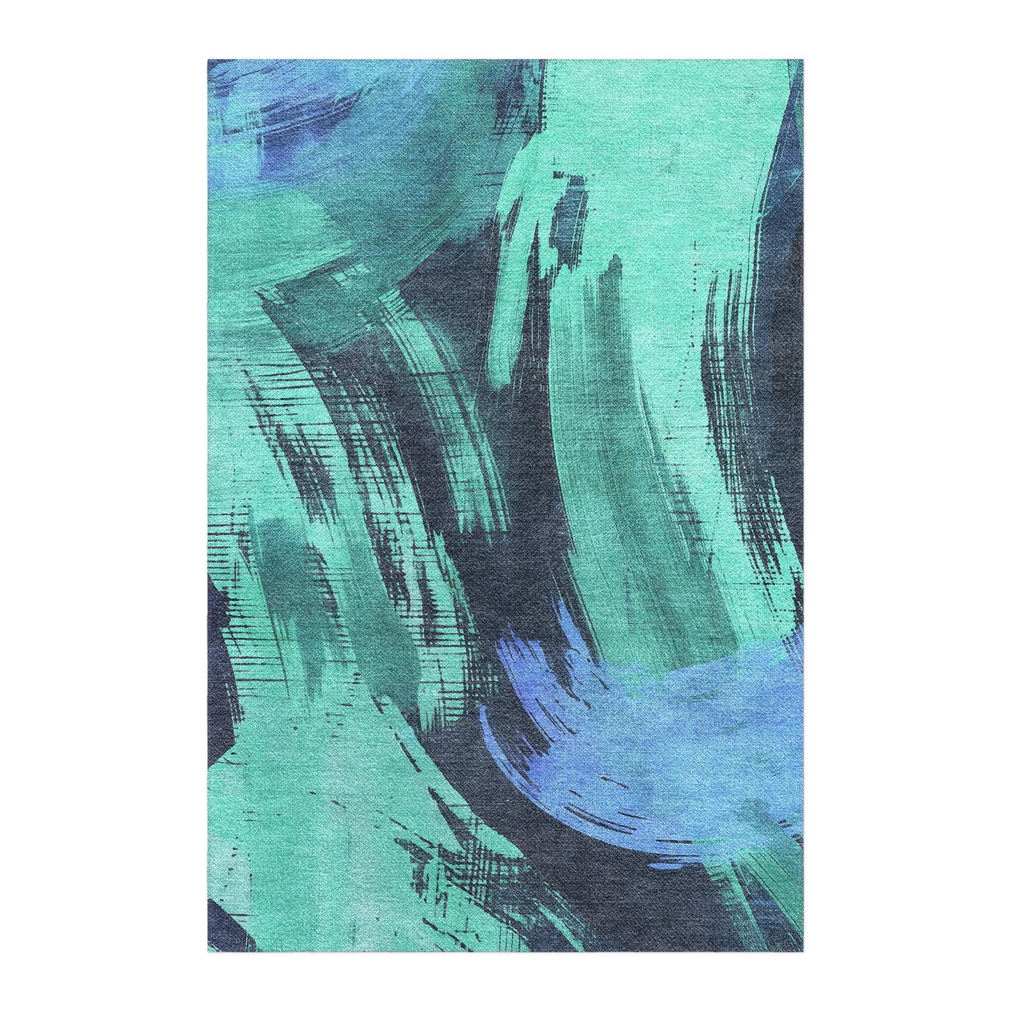 Tethys Navy & Seafoam in 6x4ft Size