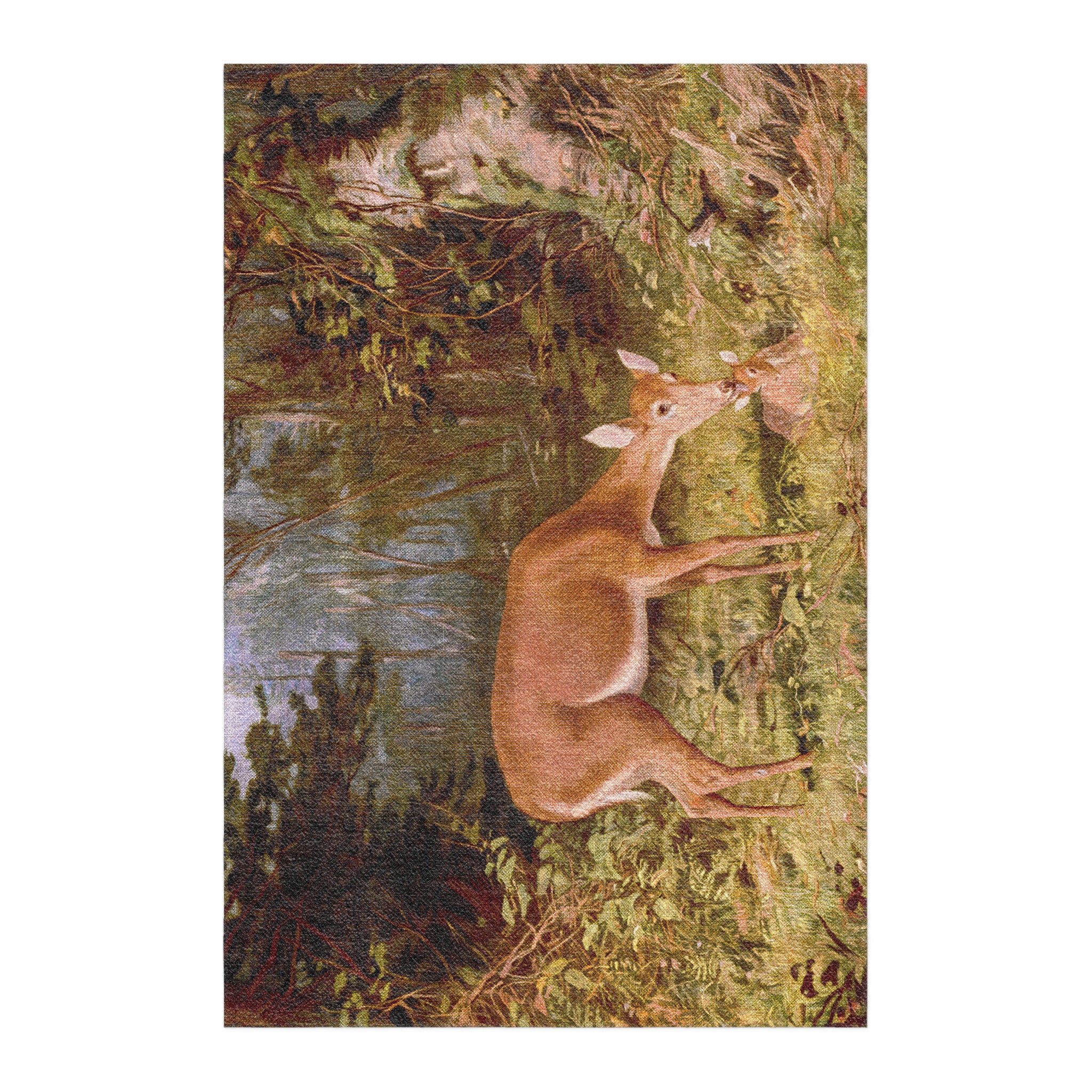 Deer and Fawn by Alfred Fitzwilliam in 4' x 6' Size