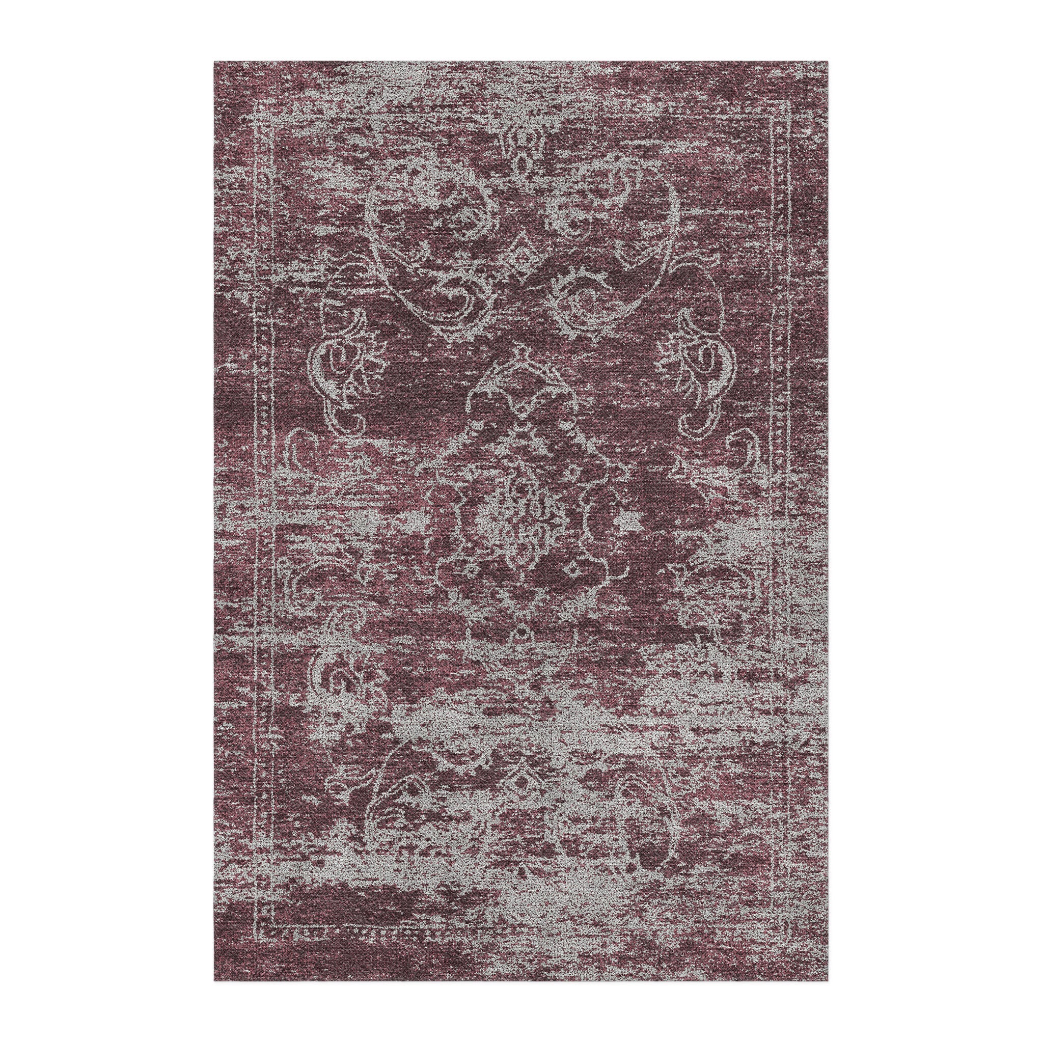 Bennett Maroon & Grey in 4' x 6' Size