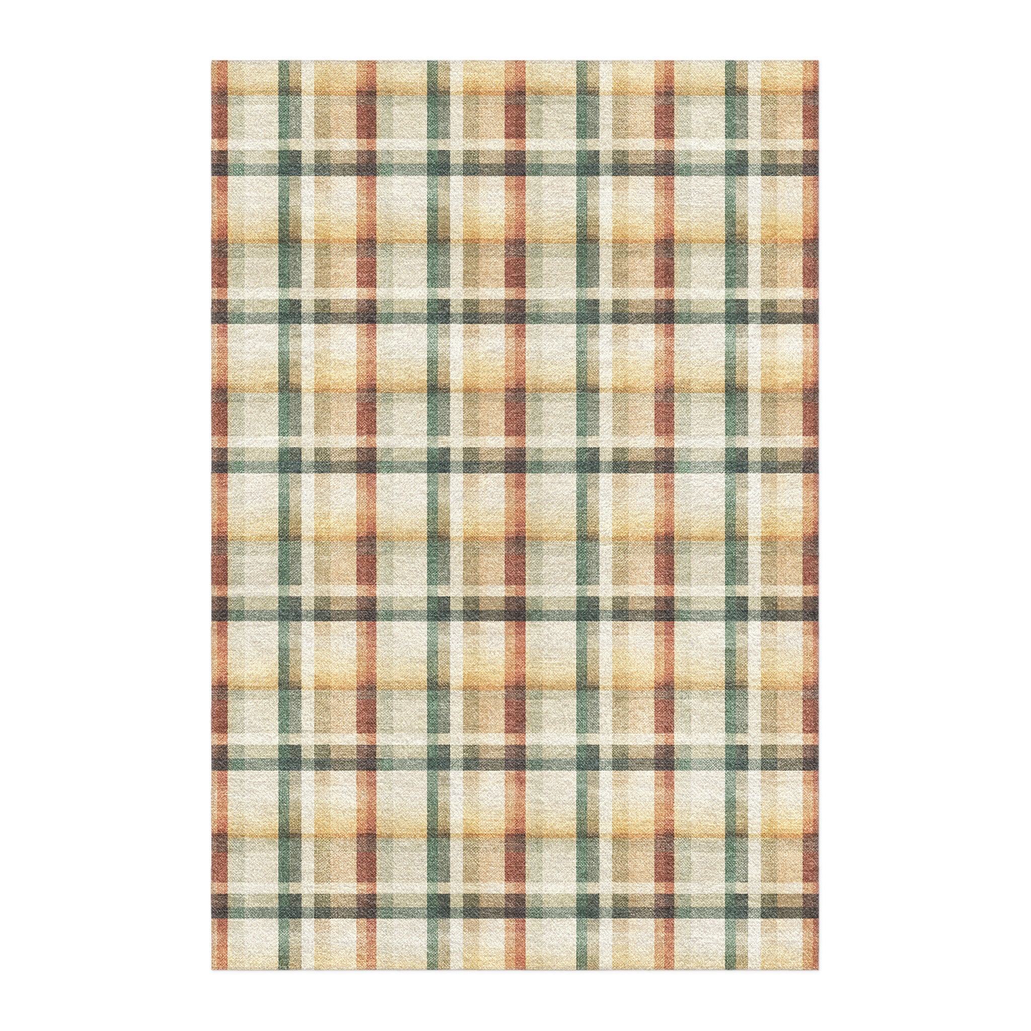 Madras Plaid Taupe & Green in 6x4ft Size