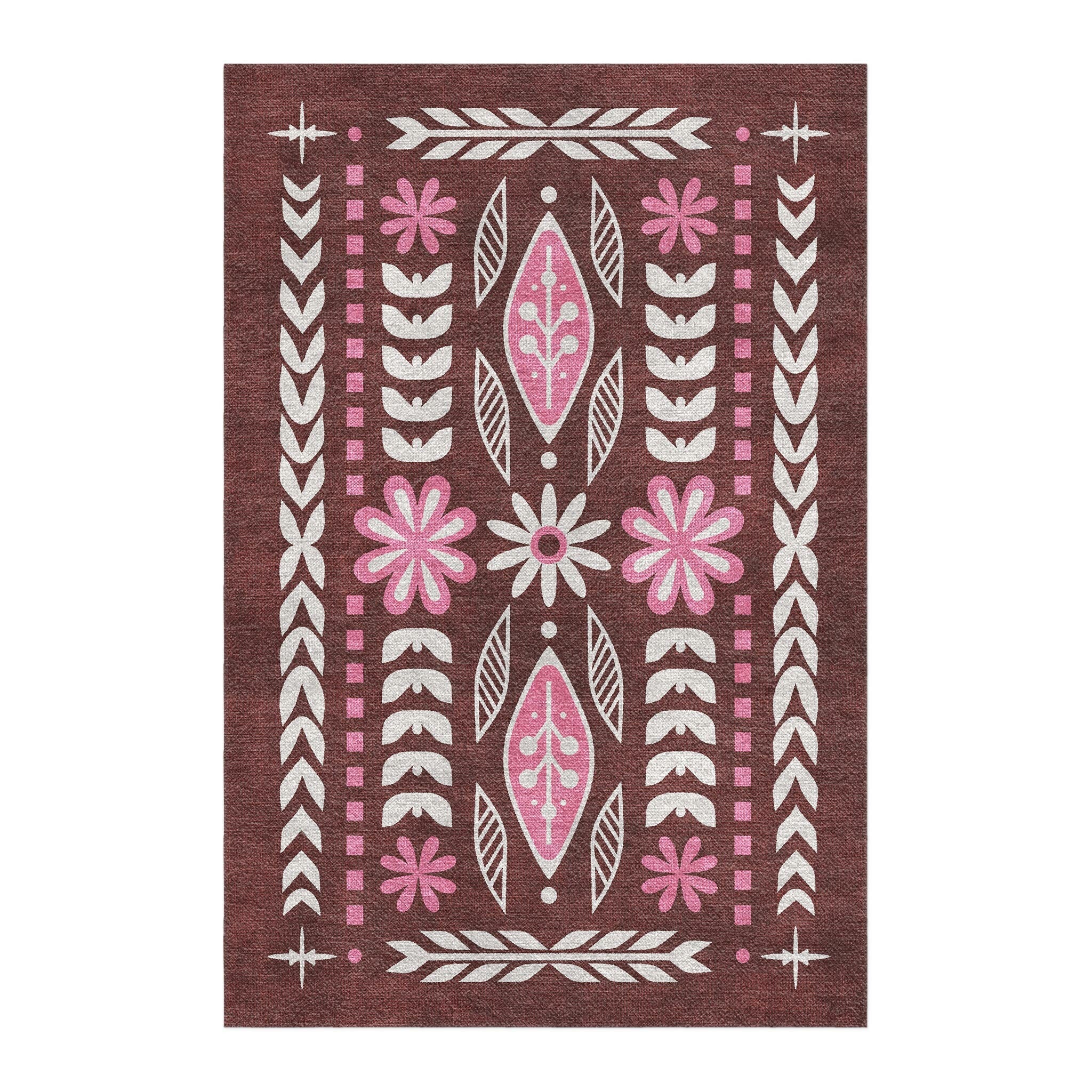 Topanga Burgundy & Pink in 4' x 6' Size