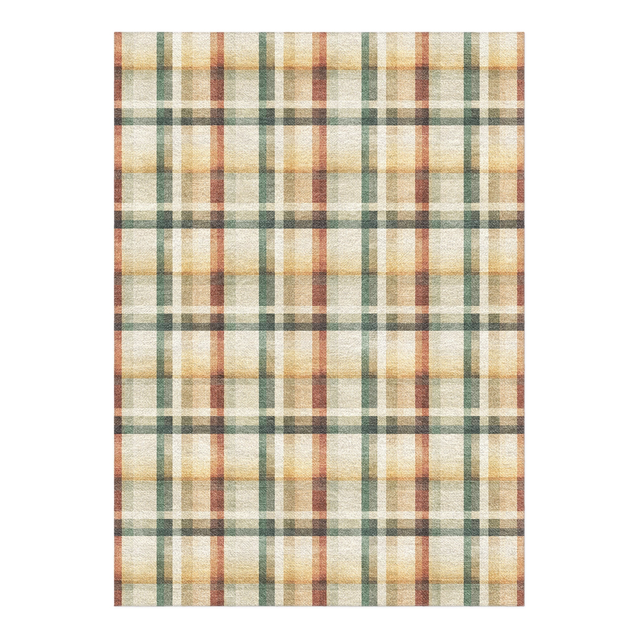 Madras Plaid Taupe & Green in 7x5ft Size