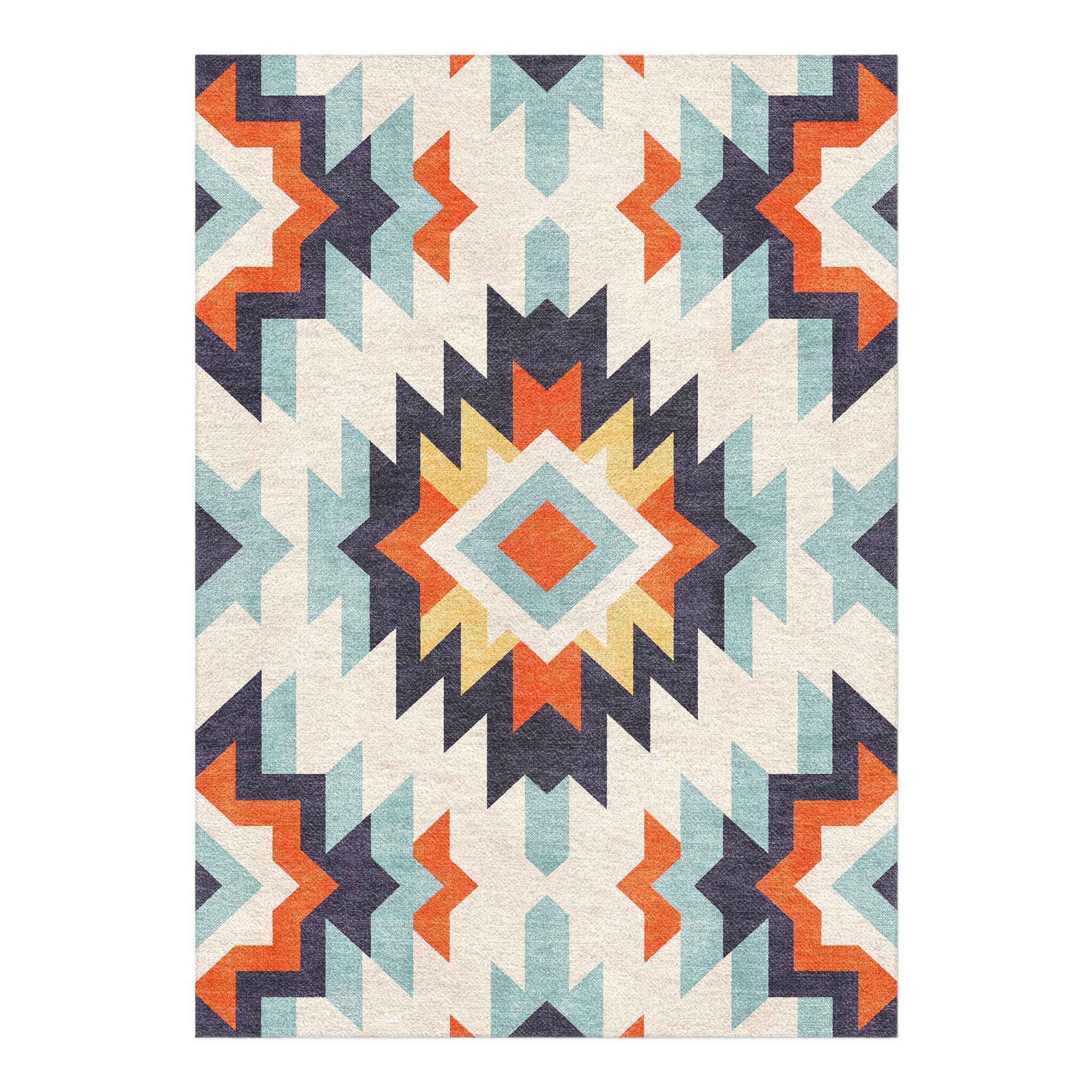 Dakota Blue & Orange in 5' x 7' Size