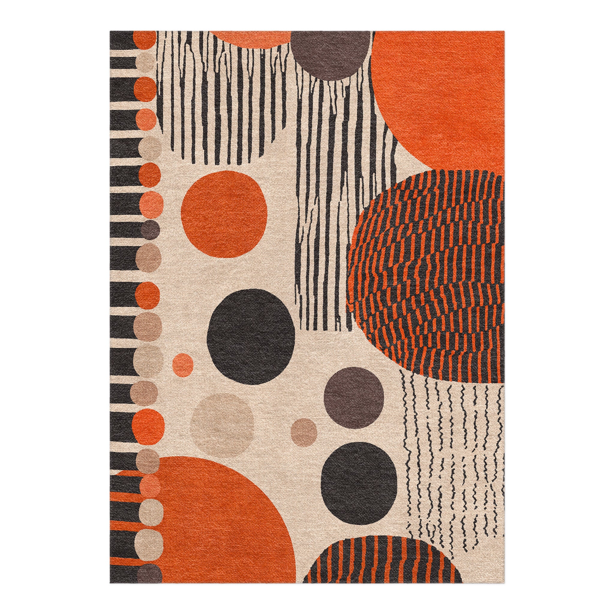 Charl Orange & Taupe in 5' x 7' Size