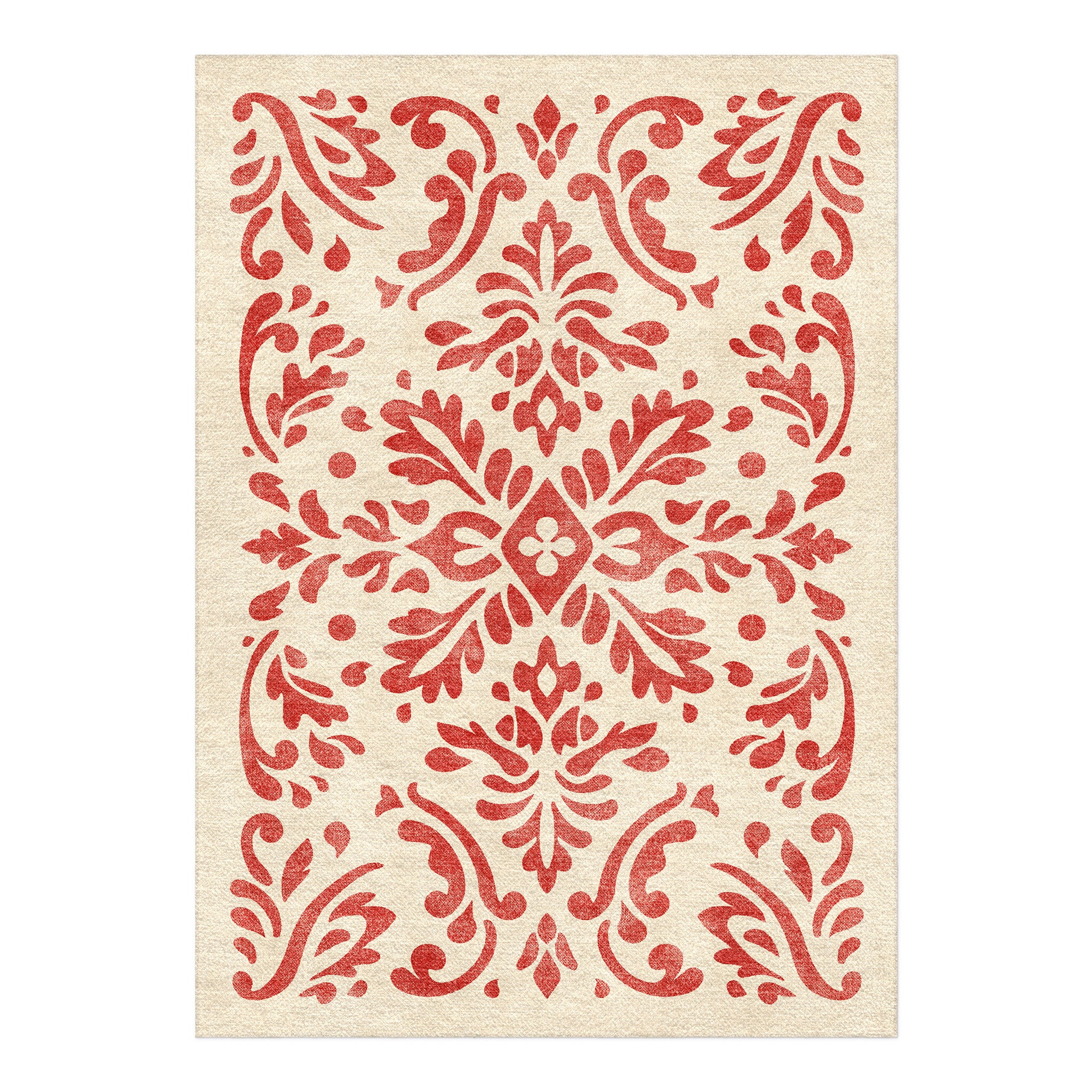 Floranna Ivory & Red in 5' x 7' Size