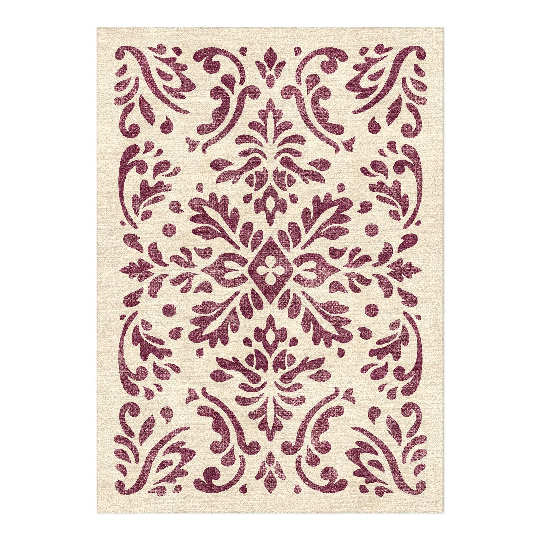 Floranna Ivory & Wine in 5' x 7' Size