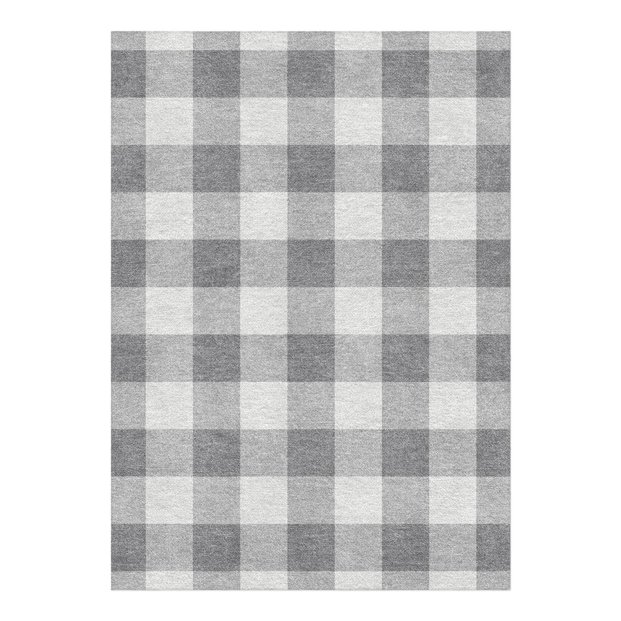 Buffalo Plaid Light Grey in 5' x 7' Size